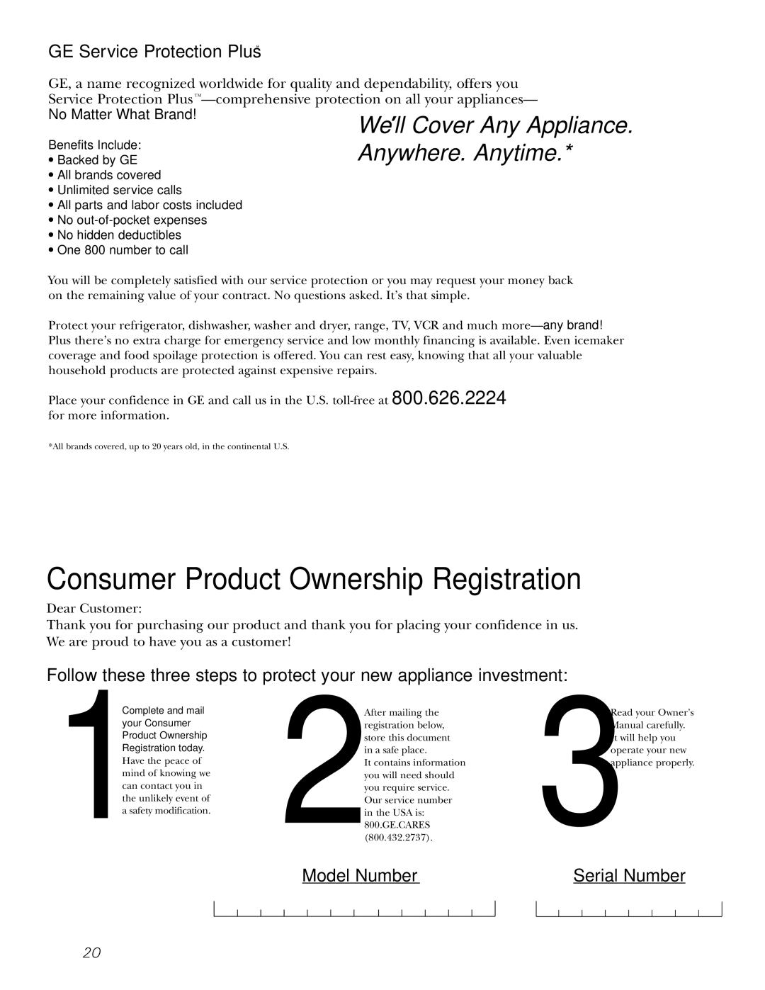 Hotpoint 22, 25, 20 manuel dutilisation Consumer Product Ownership Registration 