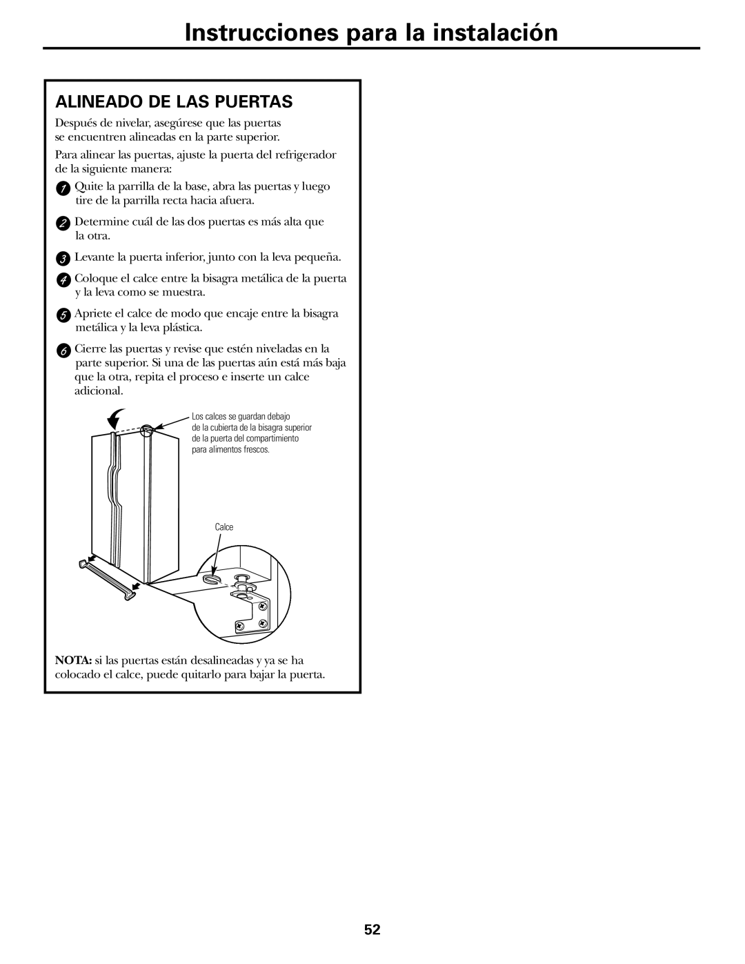 Hotpoint 20, 25, 22 manuel dutilisation Instrucciones para la instalación, Alineado DE LAS Puertas 