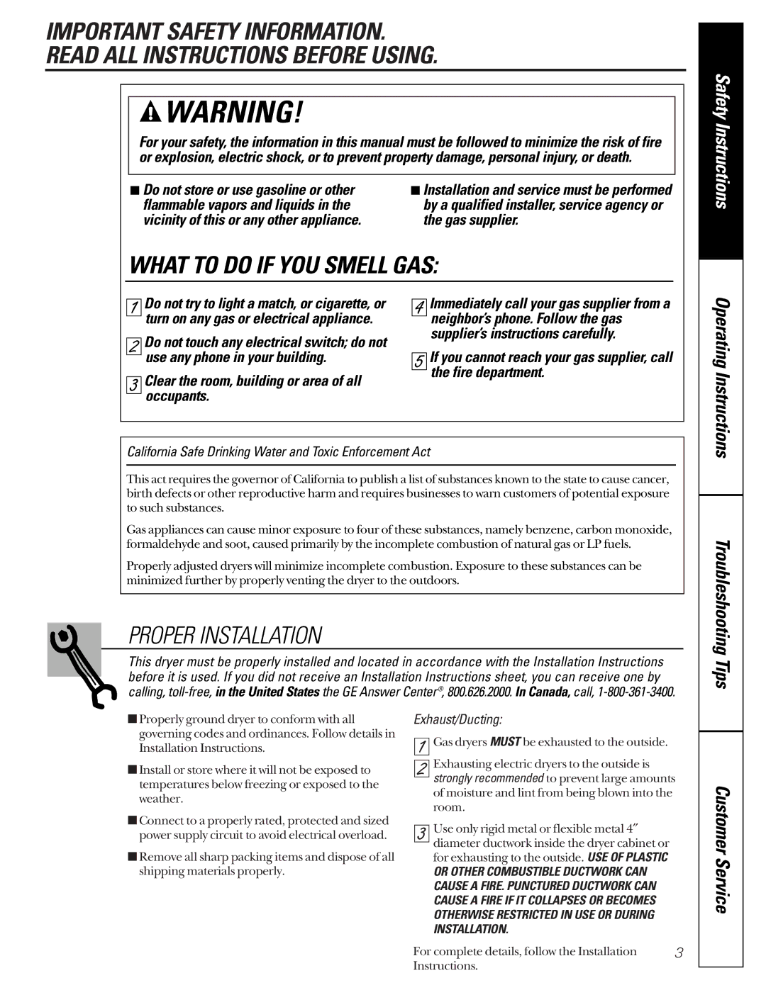 Hotpoint 453, 473 owner manual Do not store or use gasoline or other, Flammable vapors and liquids 