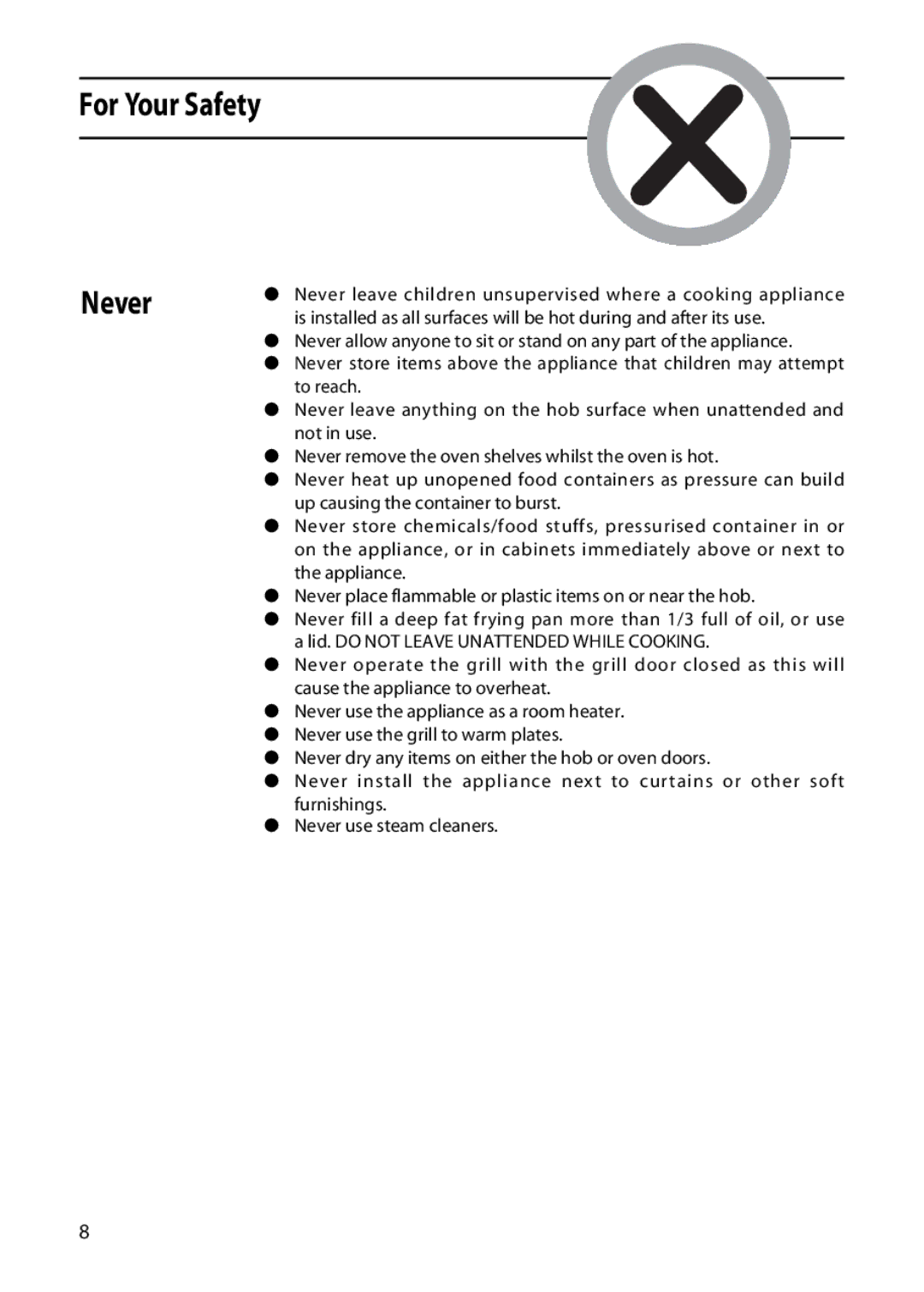 Hotpoint 50cm manual For Your Safety Never 