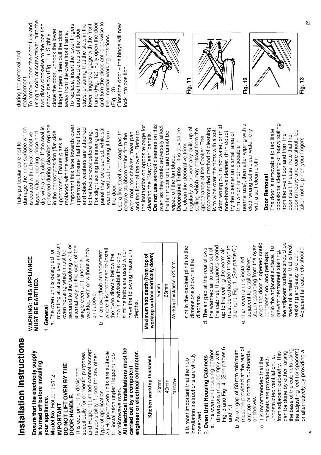 Hotpoint 6112 manual 