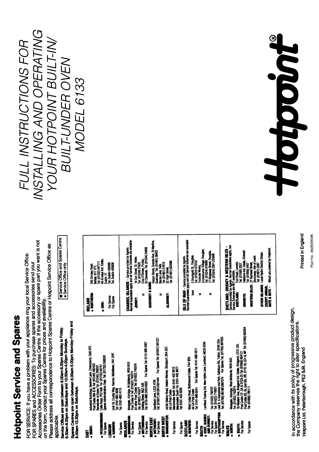Hotpoint 6133 manual 