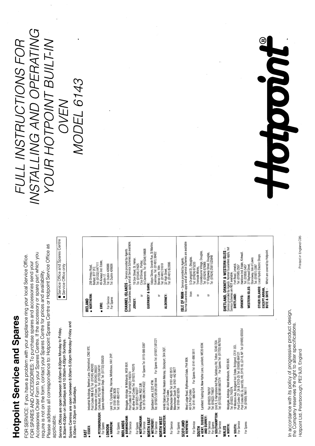 Hotpoint 6143 manual 
