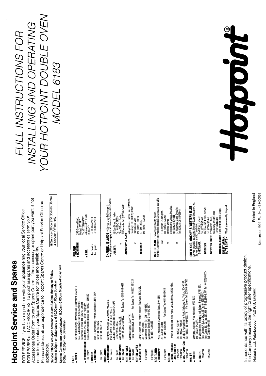 Hotpoint 6183 manual 