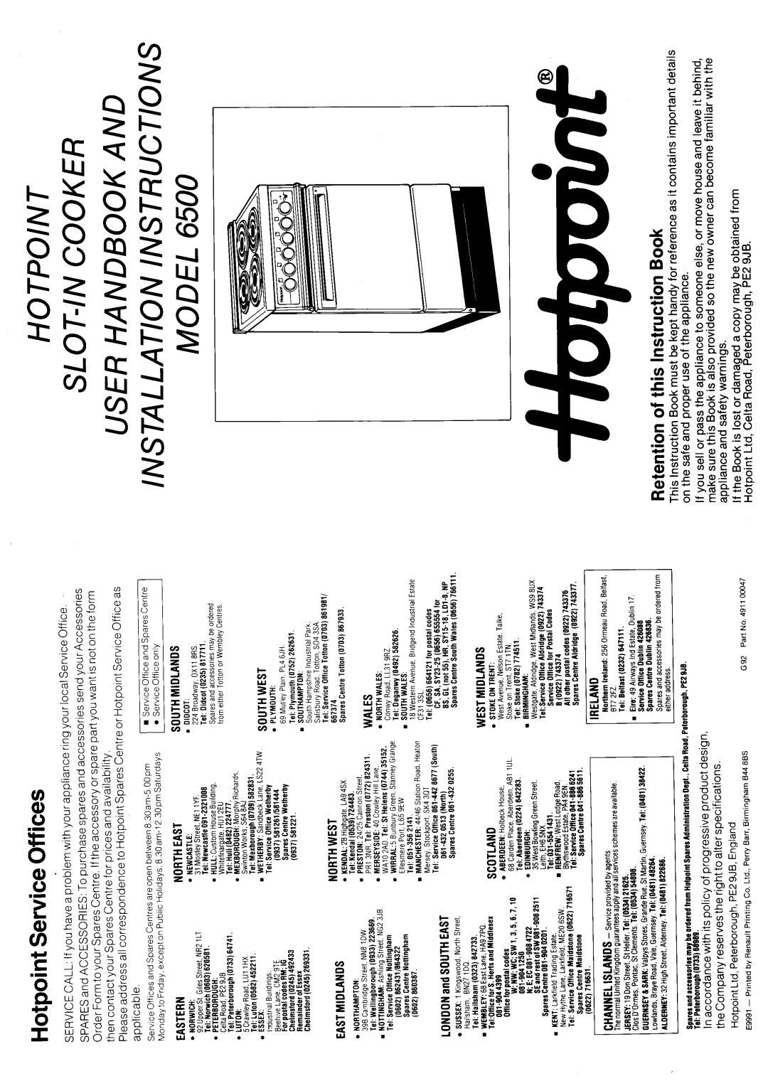 Hotpoint 6500 manual 