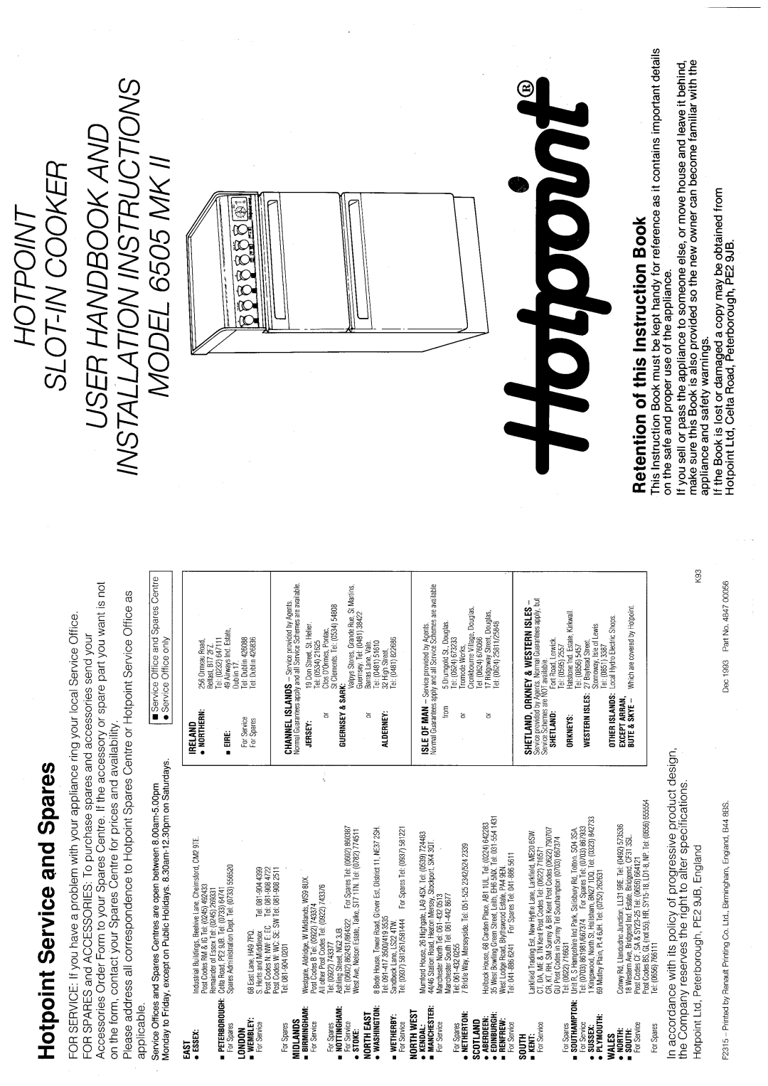 Hotpoint 6505MKII manual 