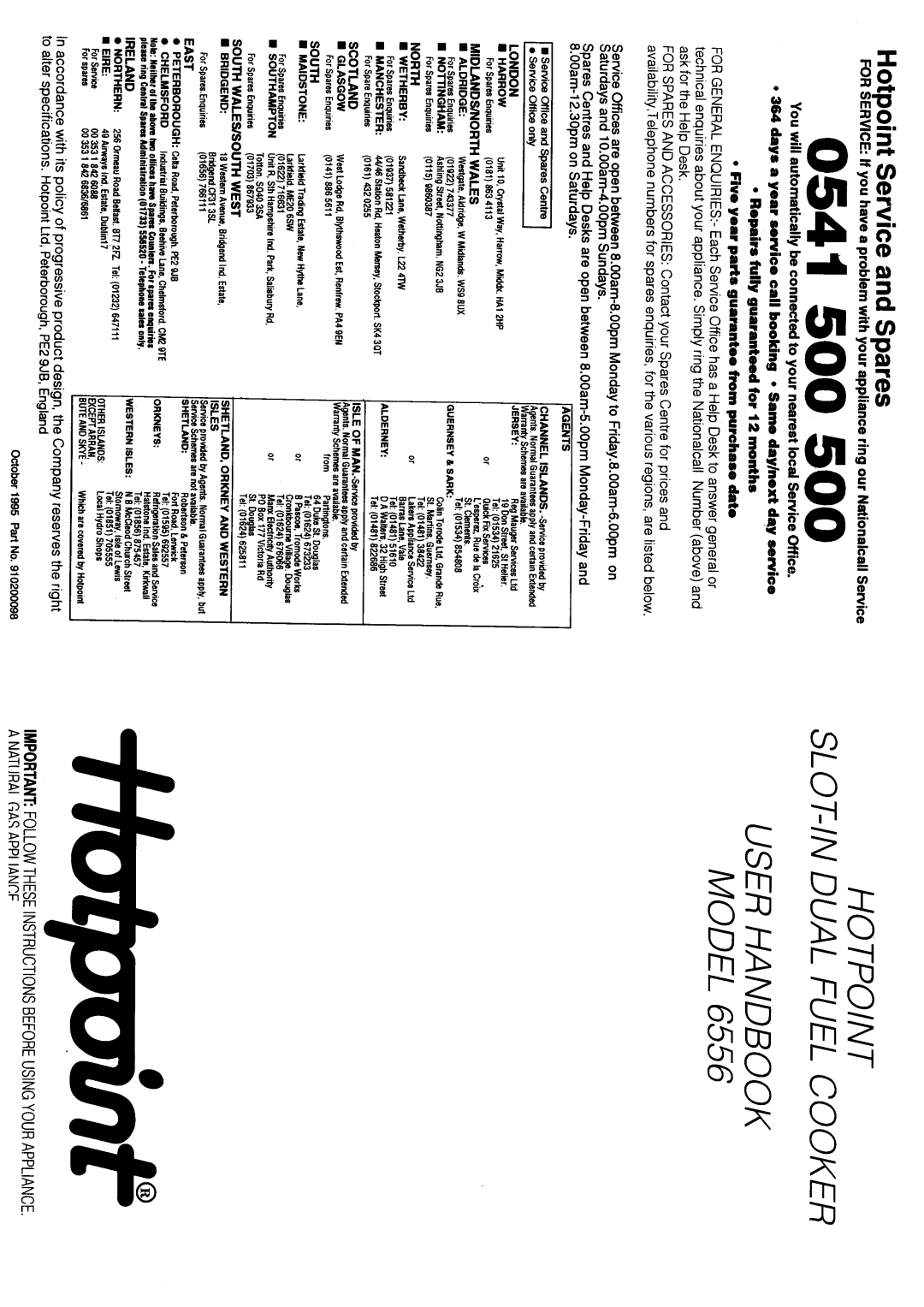 Hotpoint 6556 manual 