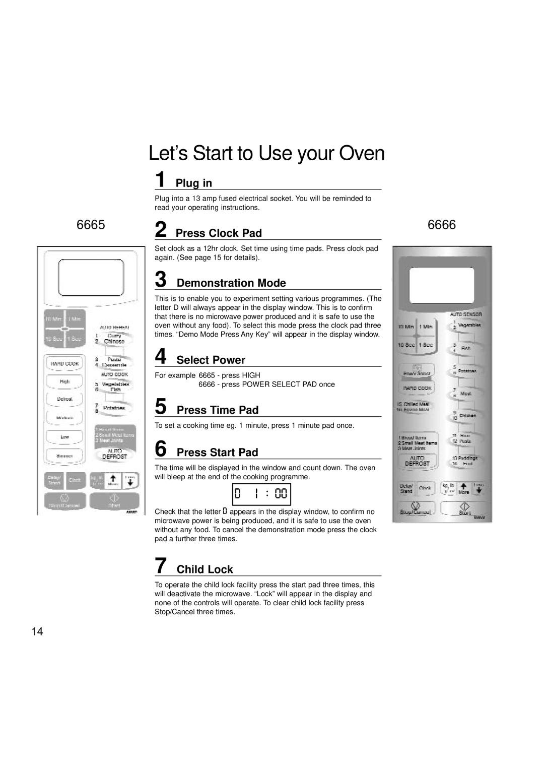 Hotpoint 6665, 6666 manual Let’s Start to Use your Oven, Plug 