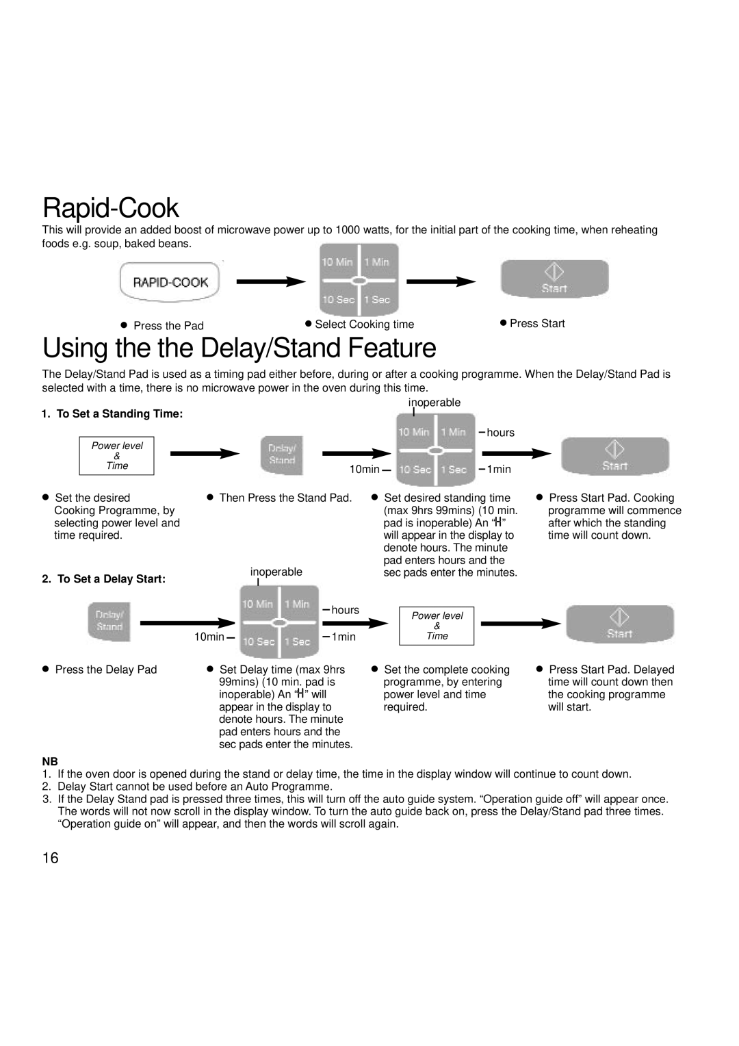 Hotpoint 6665, 6666 manual Rapid-Cook, Using the the Delay/Stand Feature 