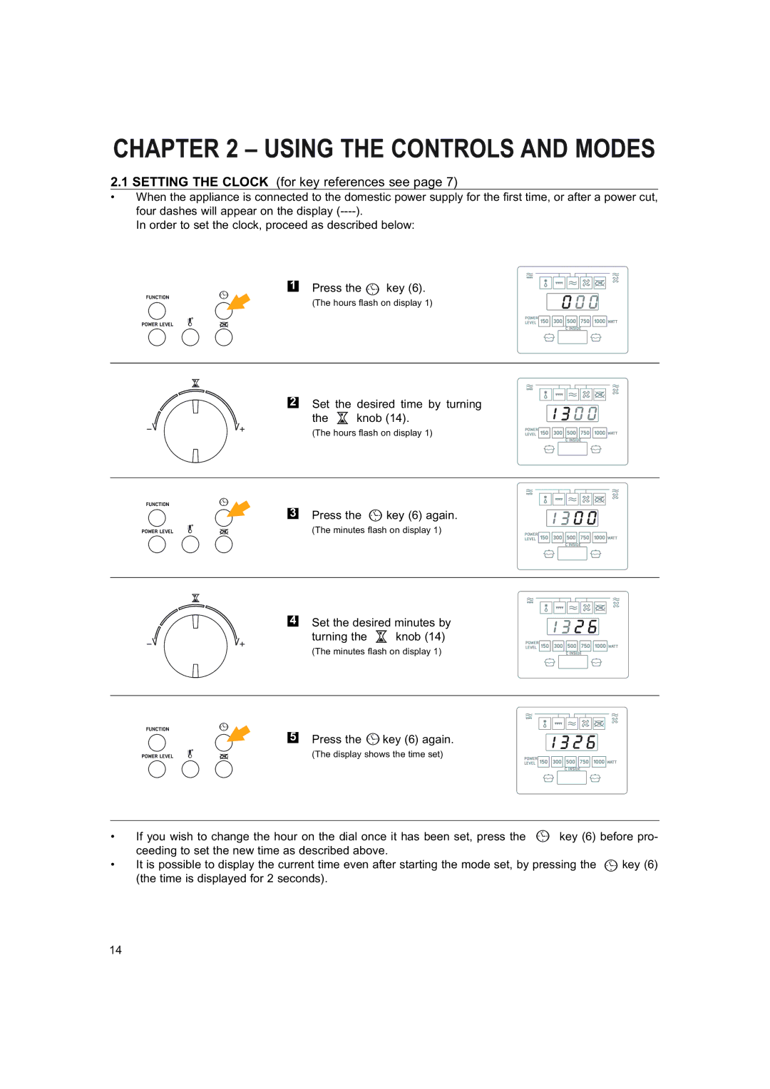 Hotpoint 6685X manual Using the Controls and Modes, Setting the Clock for key references see 