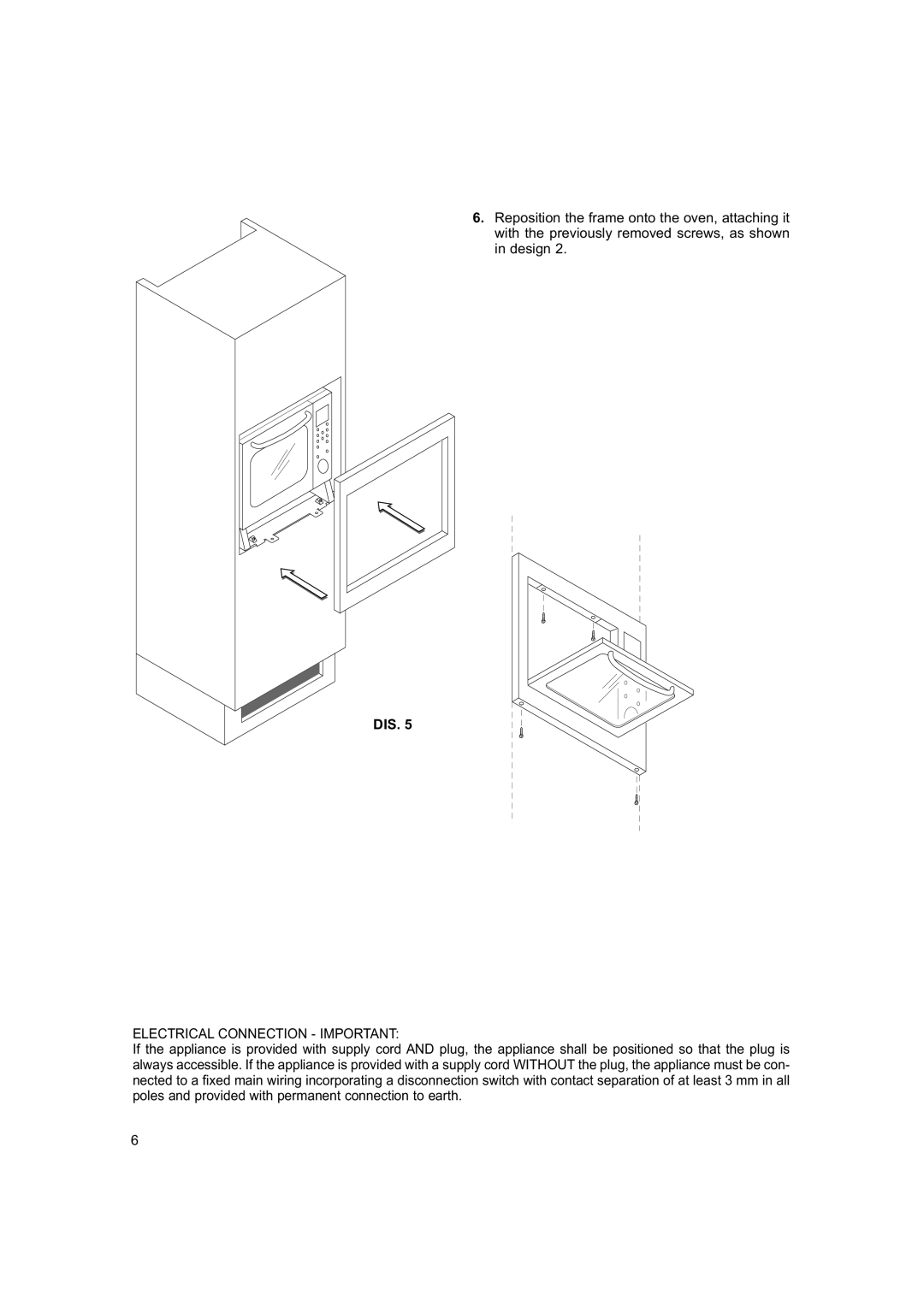 Hotpoint 6685X manual Electrical Connection Important 