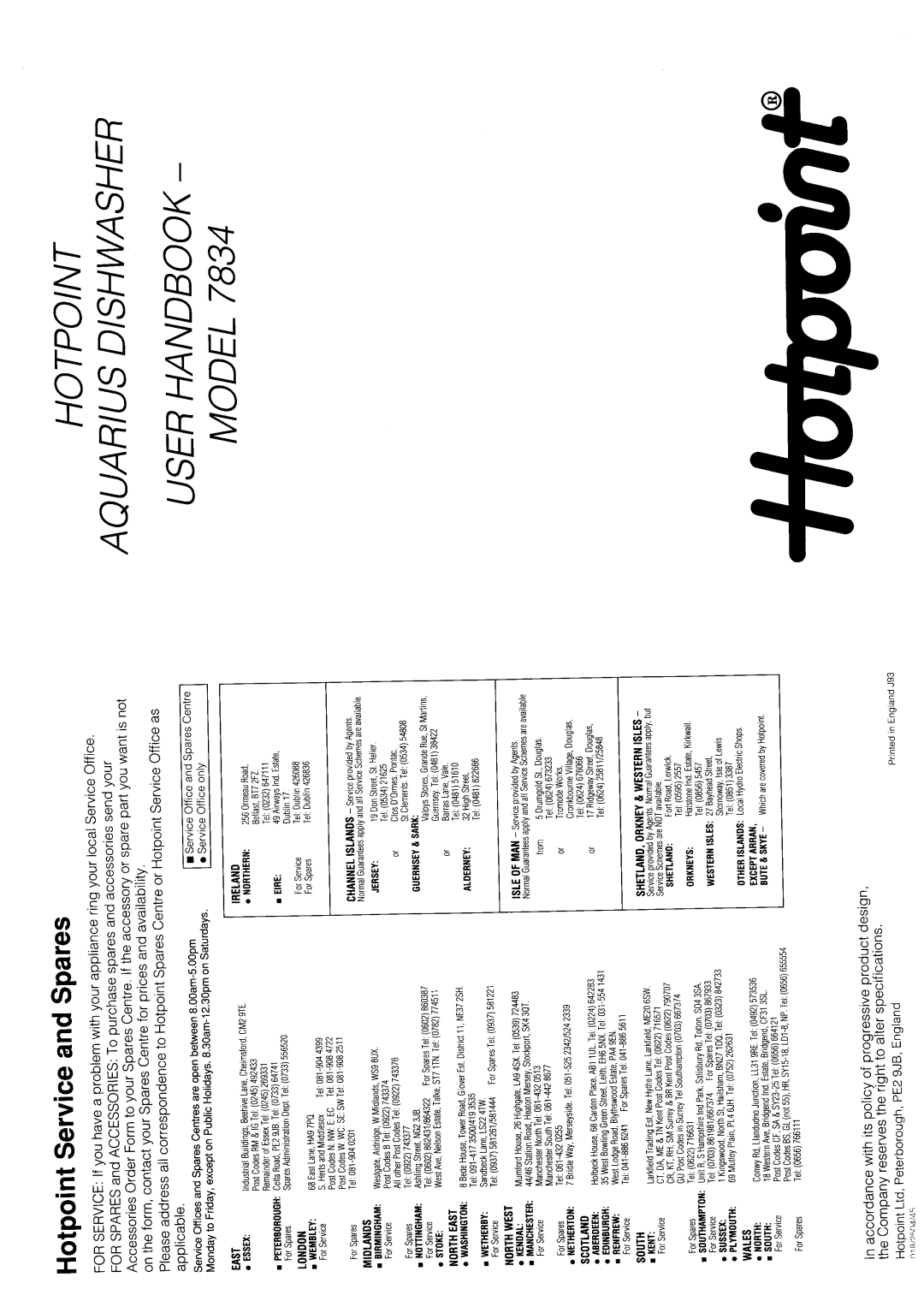 Hotpoint 7834 manual 