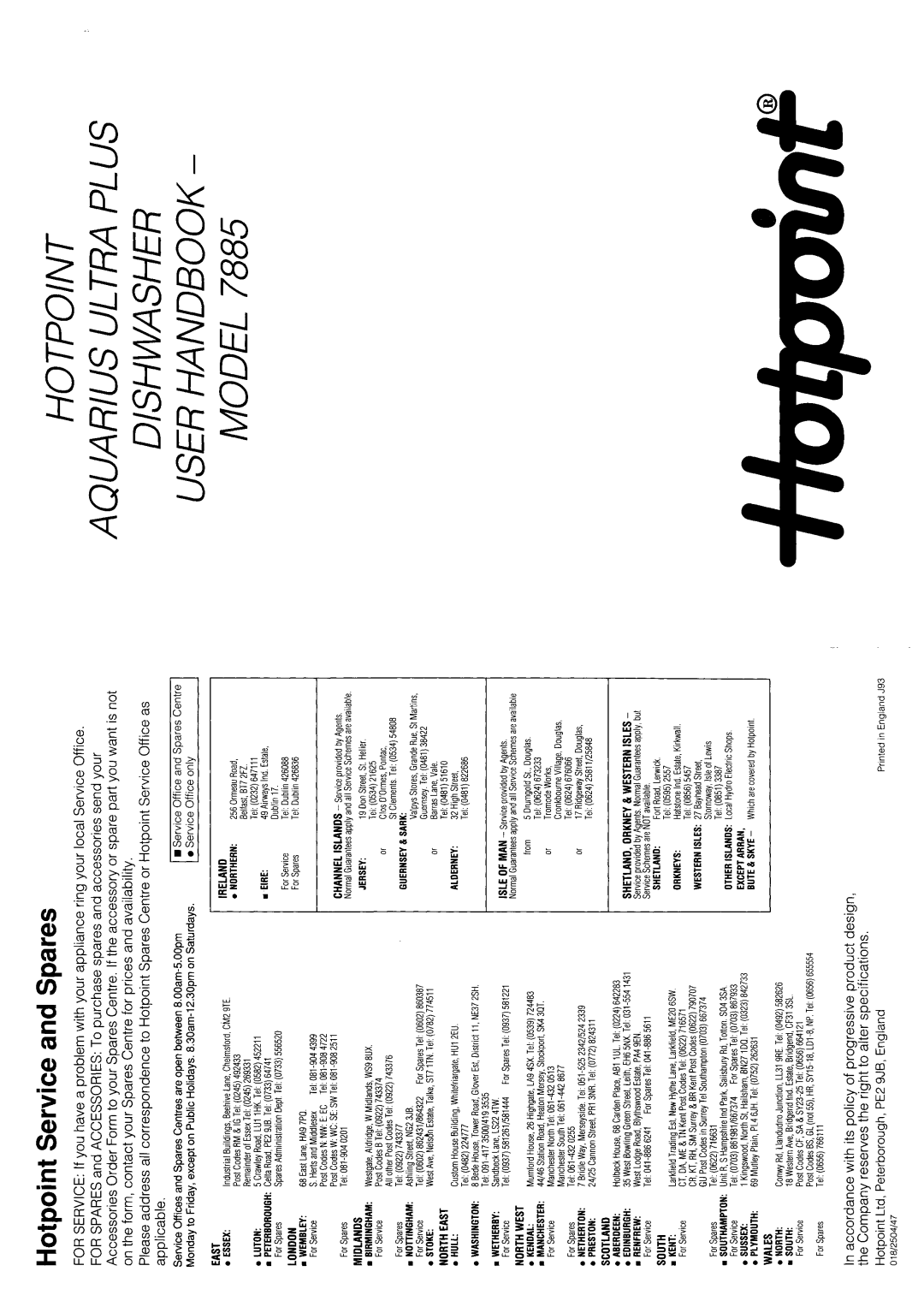 Hotpoint 7885 manual 
