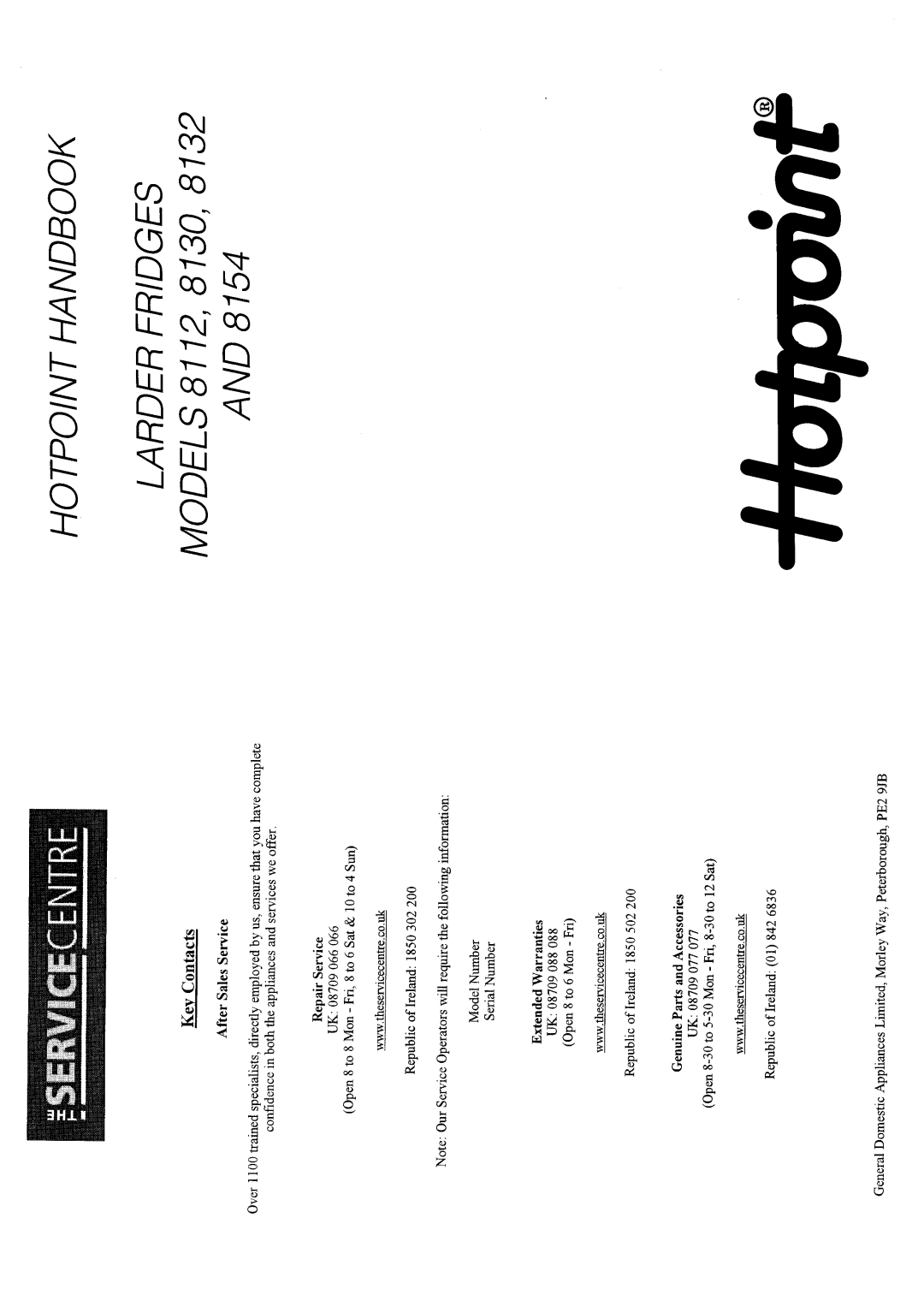 Hotpoint 8130 manual 