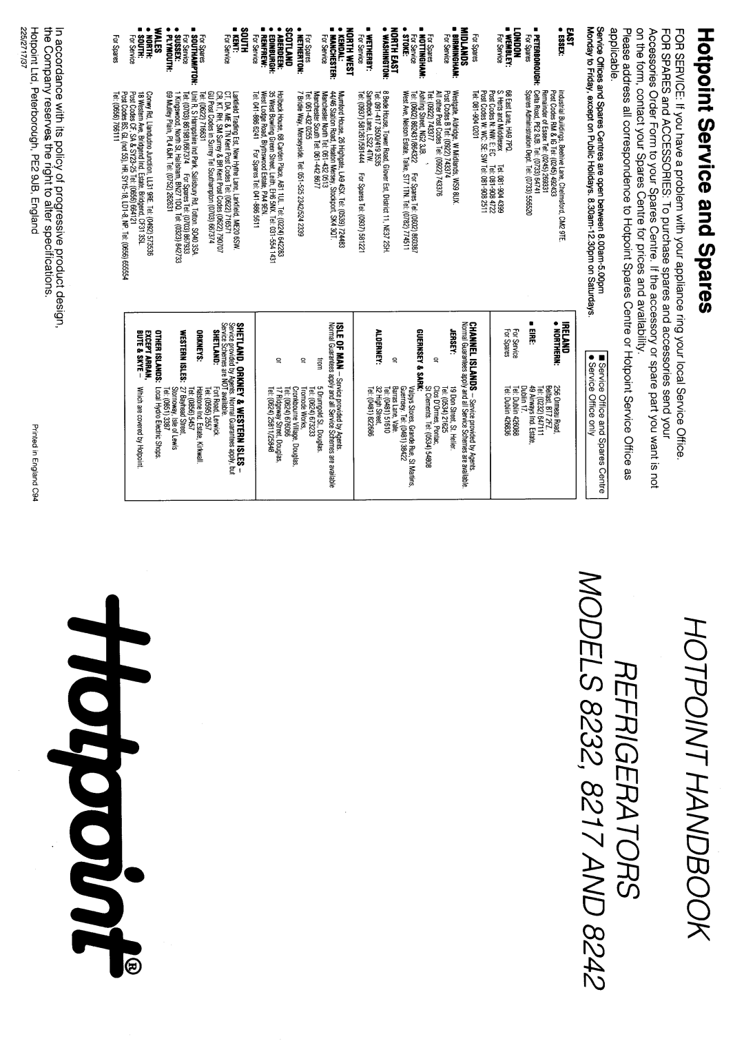 Hotpoint 8217 manual 