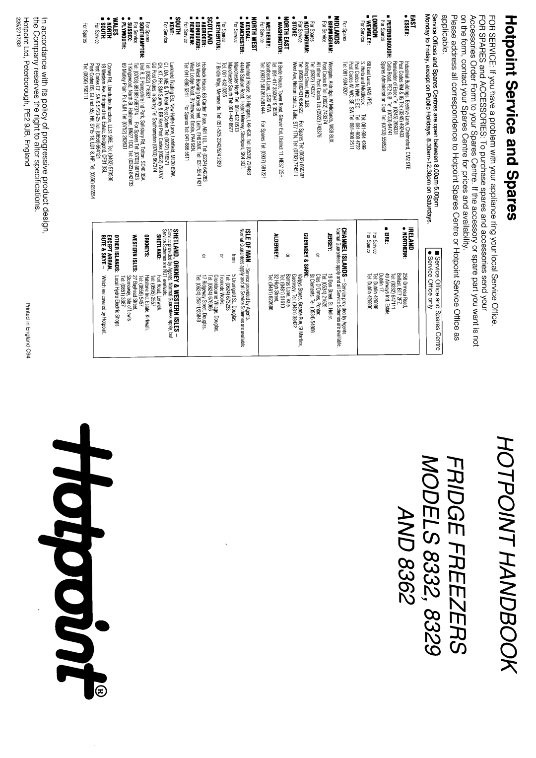 Hotpoint 8362 manual 