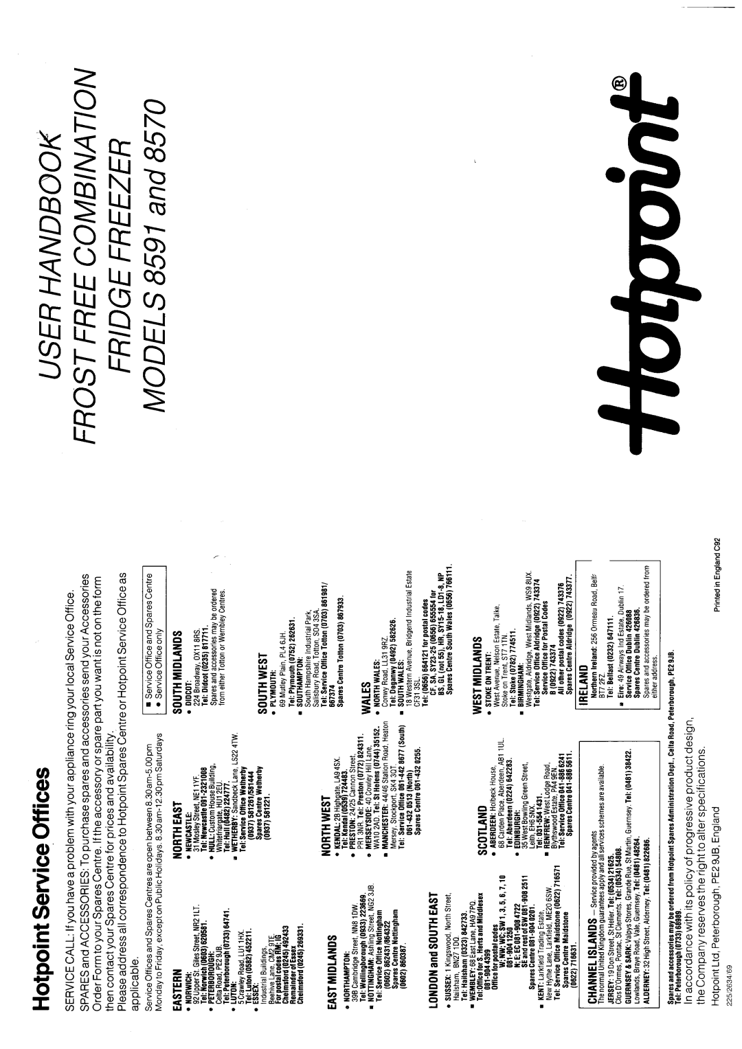 Hotpoint 8591 manual 