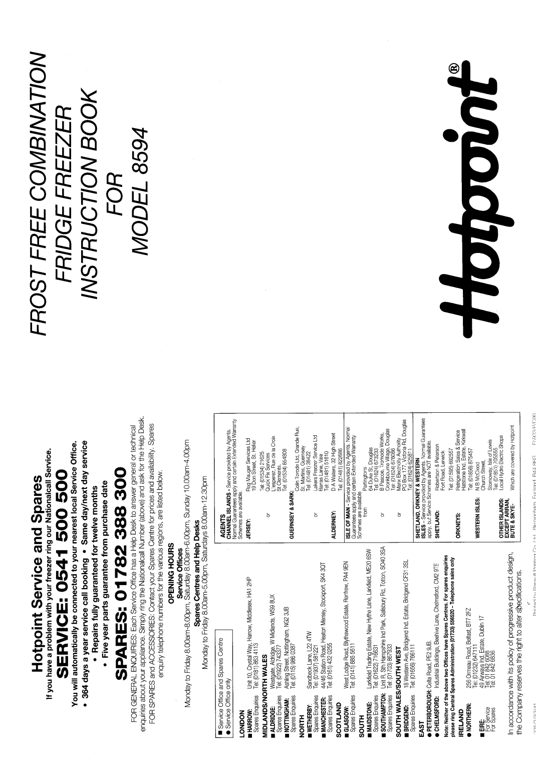 Hotpoint 8594 manual 