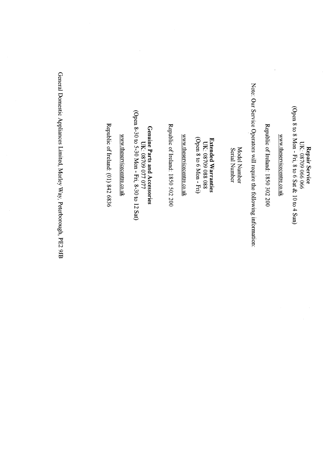 Hotpoint 8634 manual 