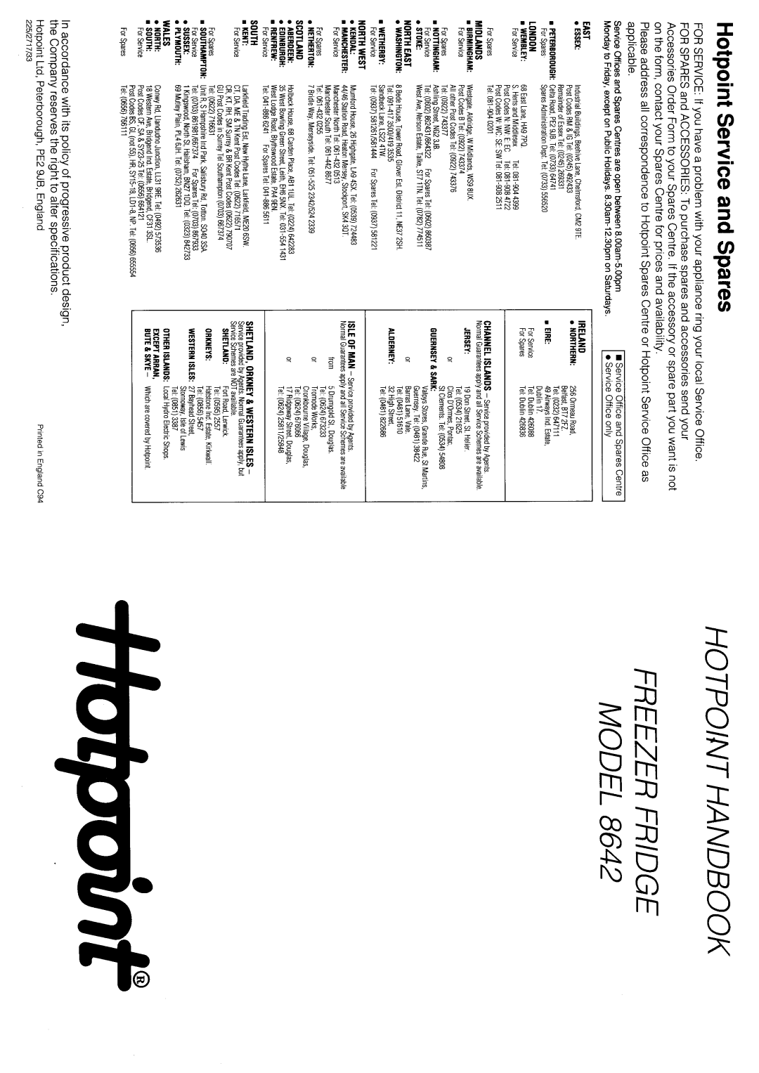Hotpoint 8642 manual 