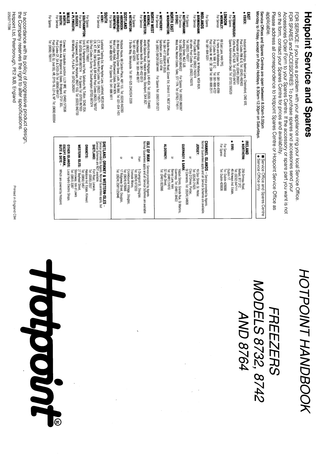 Hotpoint 8764 manual 