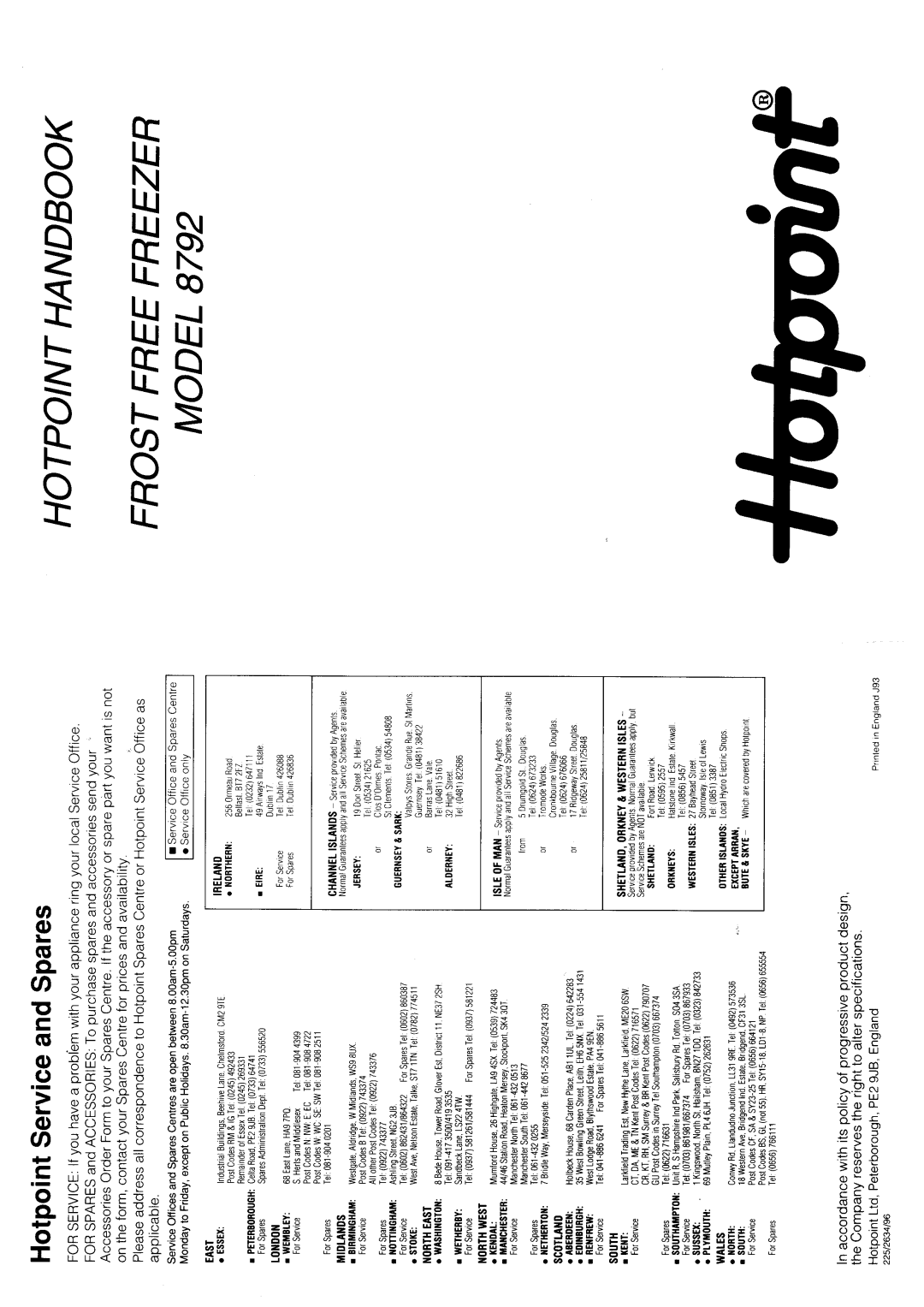 Hotpoint 8792 manual 