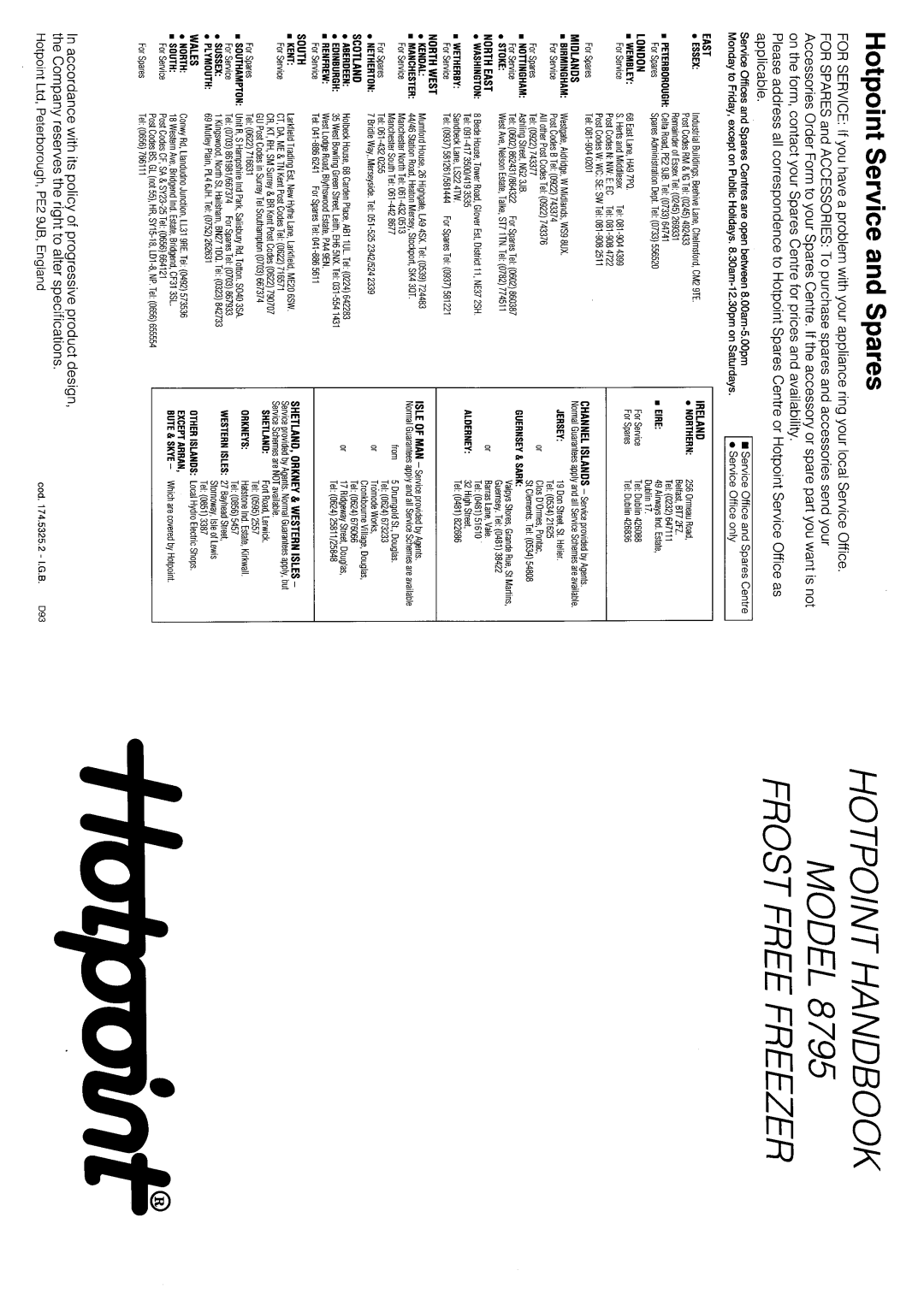 Hotpoint 8795 manual 