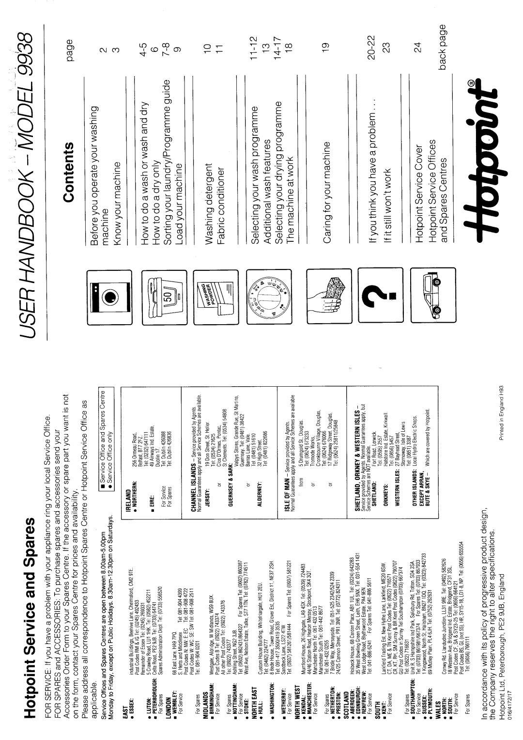 Hotpoint 9938 manual 