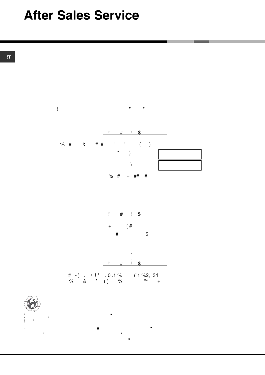 Hotpoint AHP69PX manual After Sales Service 