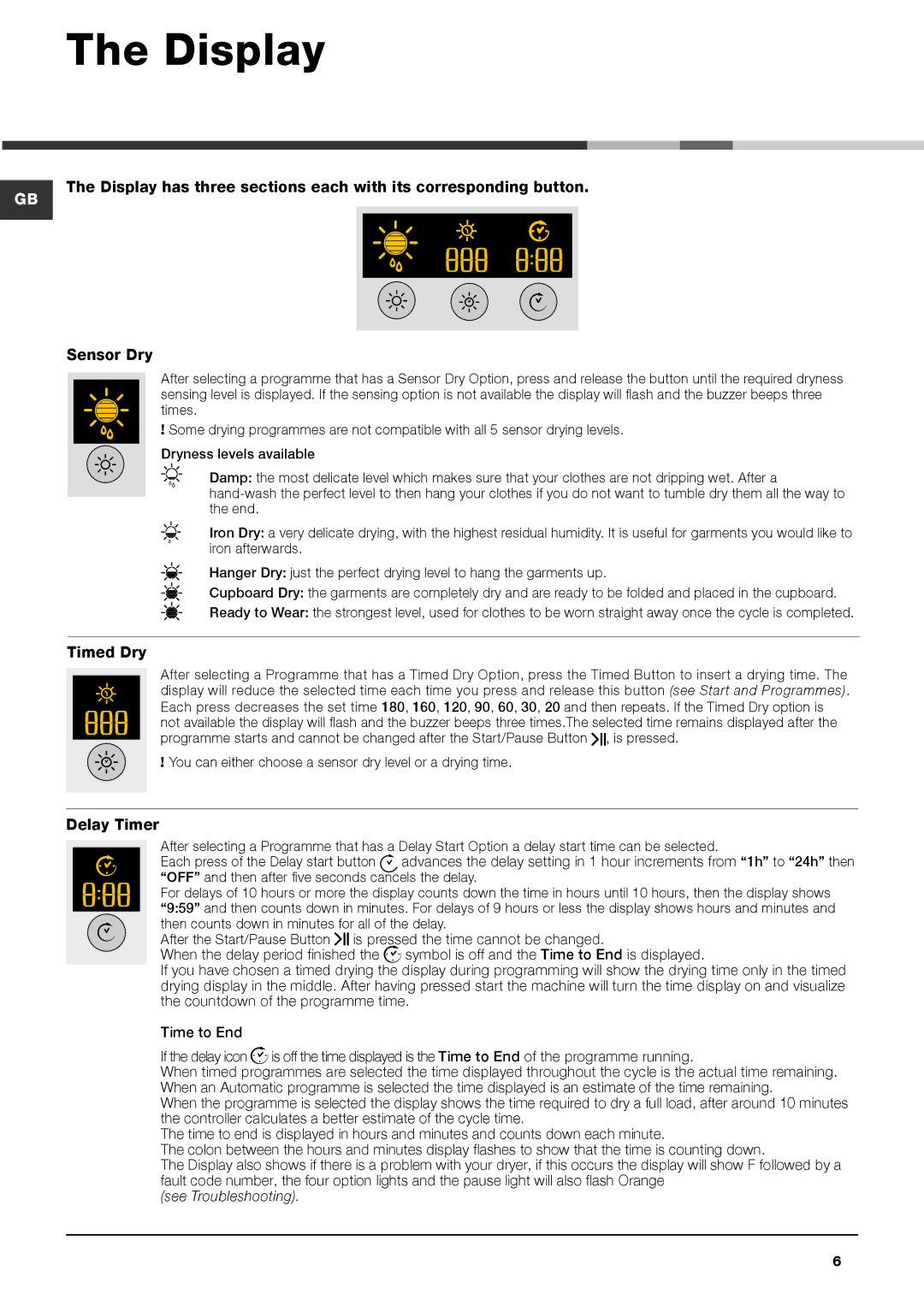 Hotpoint AQC9 BF5 instruction manual Display, Delay Timer 