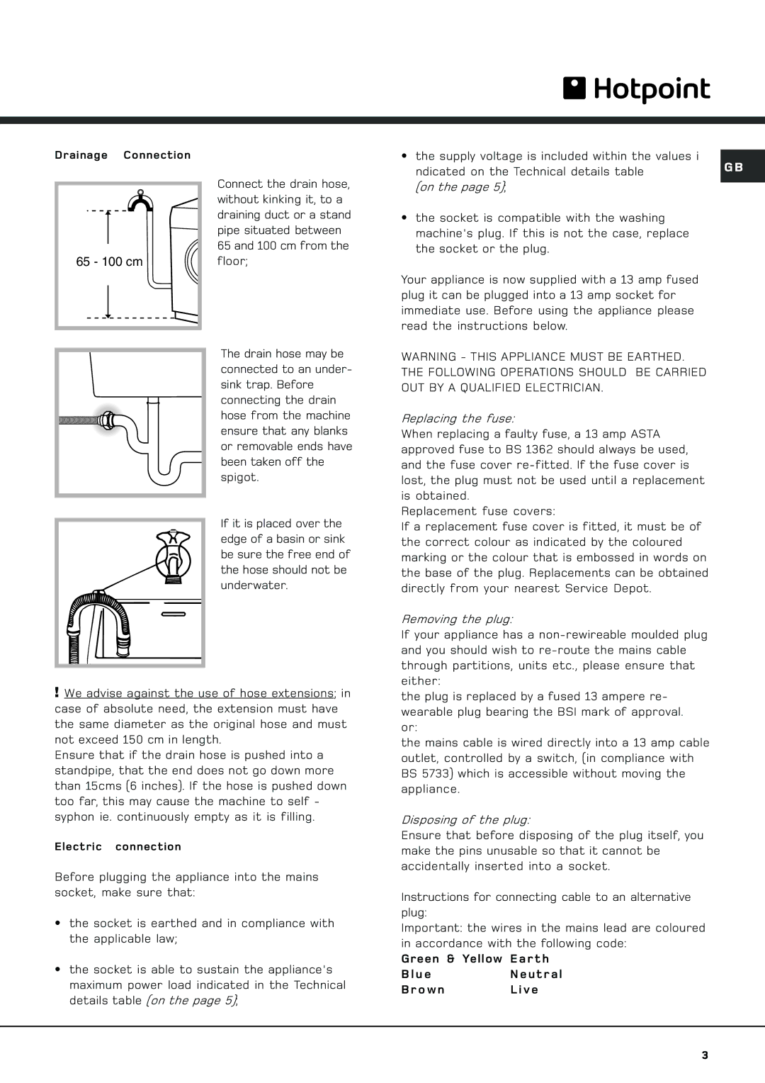 Hotpoint AQGL 129 PM manual 65 100 cm 