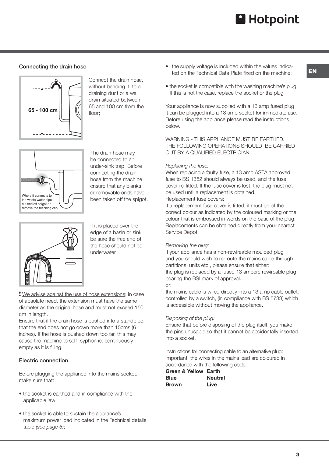 Hotpoint AQM8D 69 I instruction manual 65 100 cm 