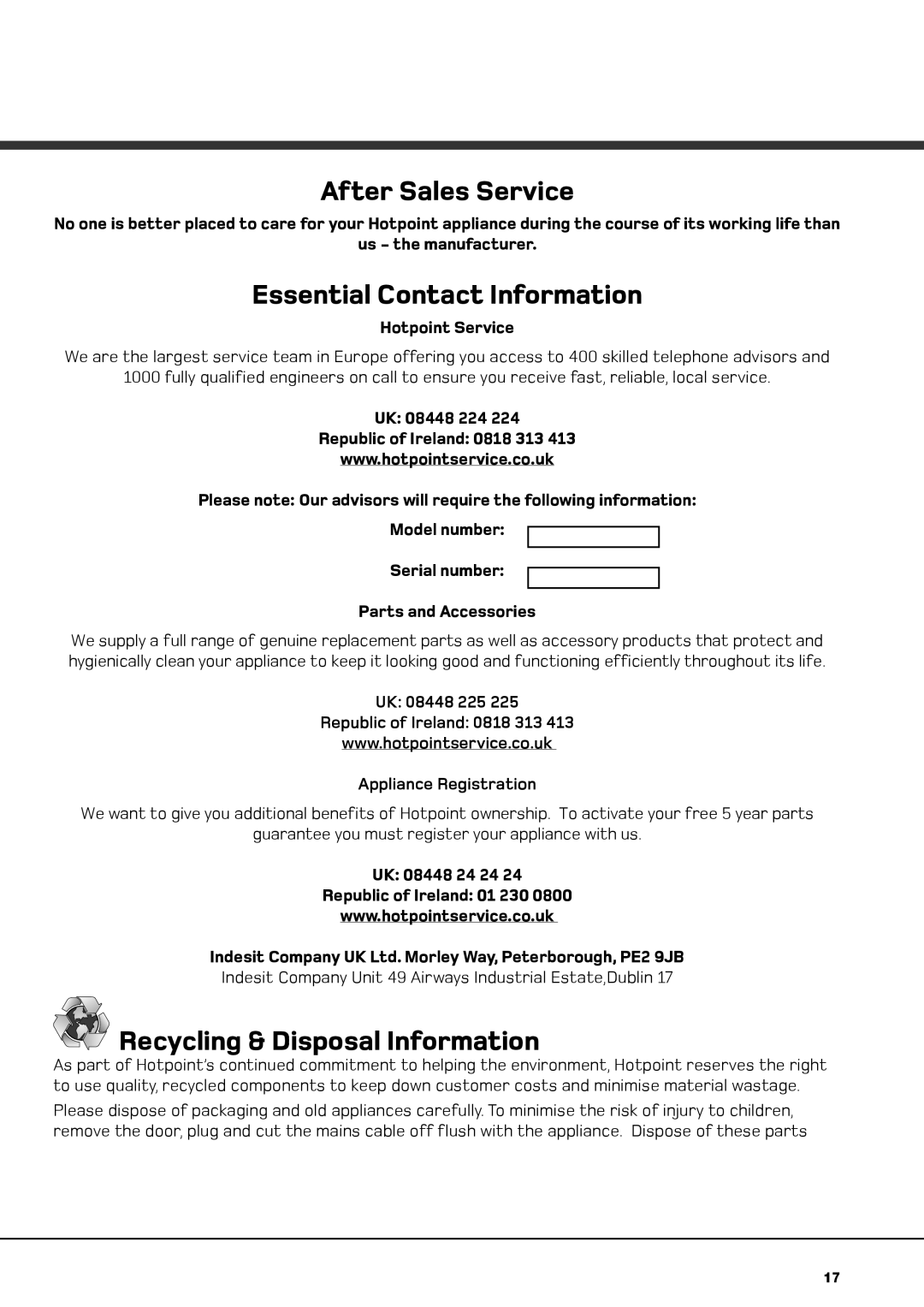 Hotpoint AQM8L 29 I instruction manual After Sales Service 