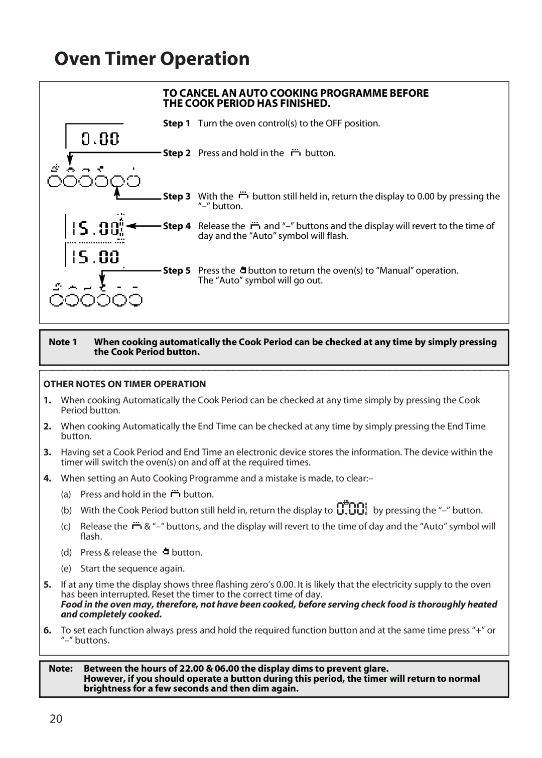 Hotpoint BD62, BD52 manual Other Notes on Timer Operation 