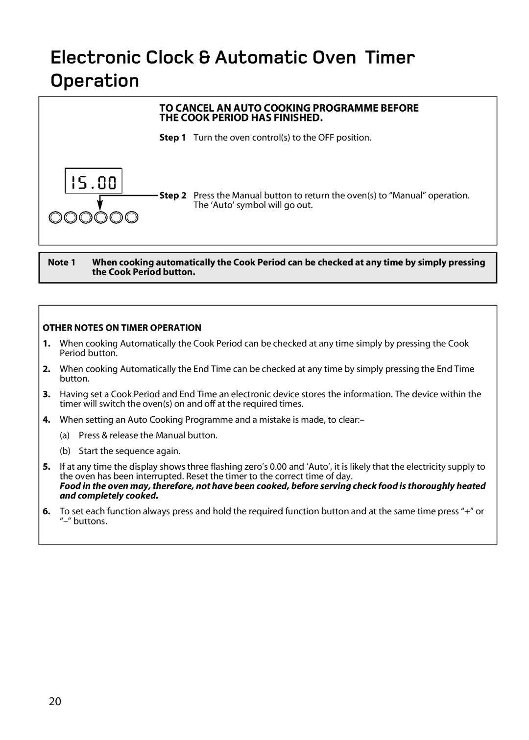 Hotpoint BD62 BD52 manual Other Notes on Timer Operation 