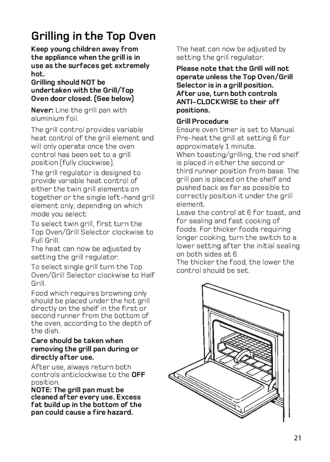 Hotpoint BD62 BD52 manual Grilling in the Top Oven 