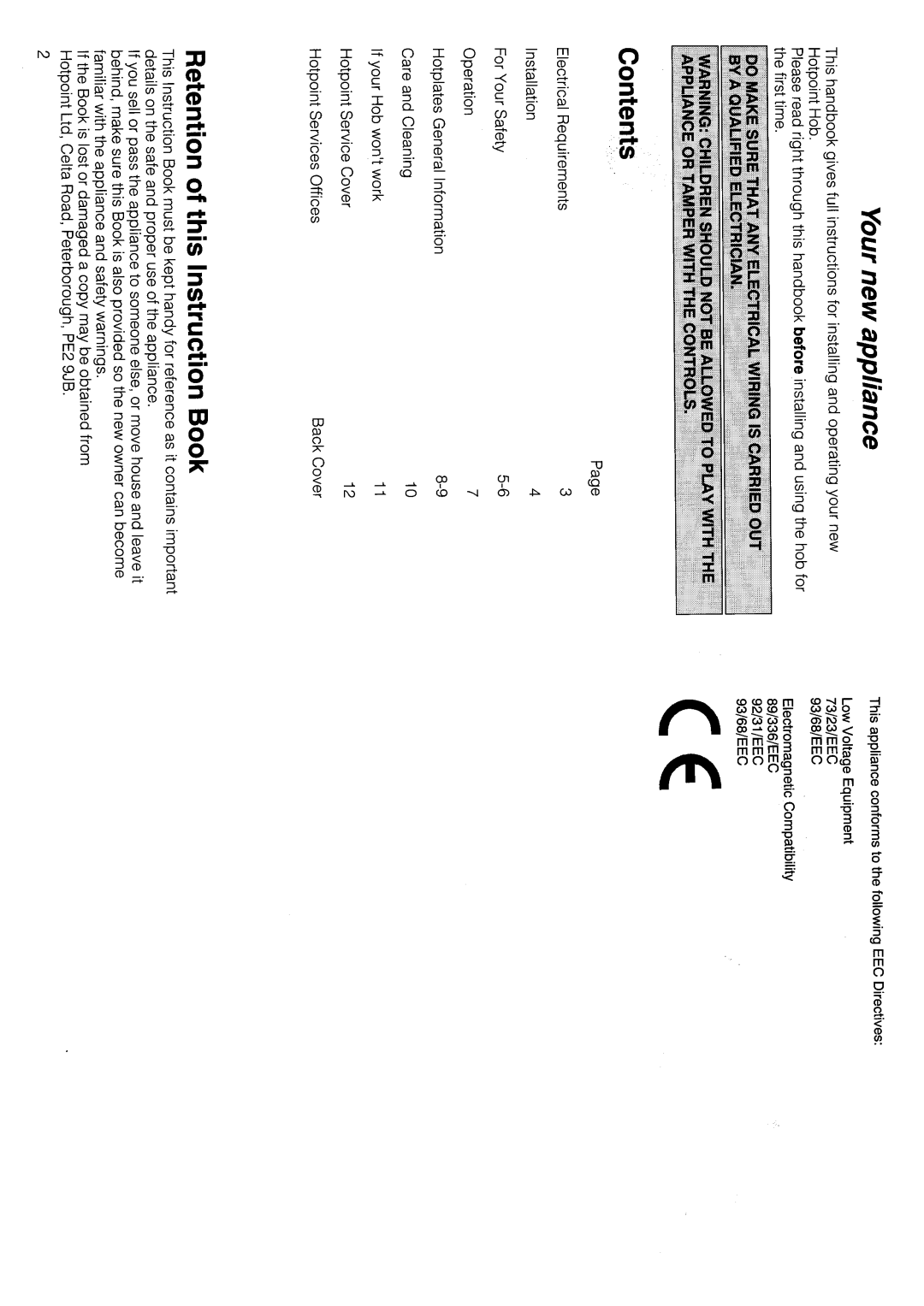 Hotpoint BE11 manual 