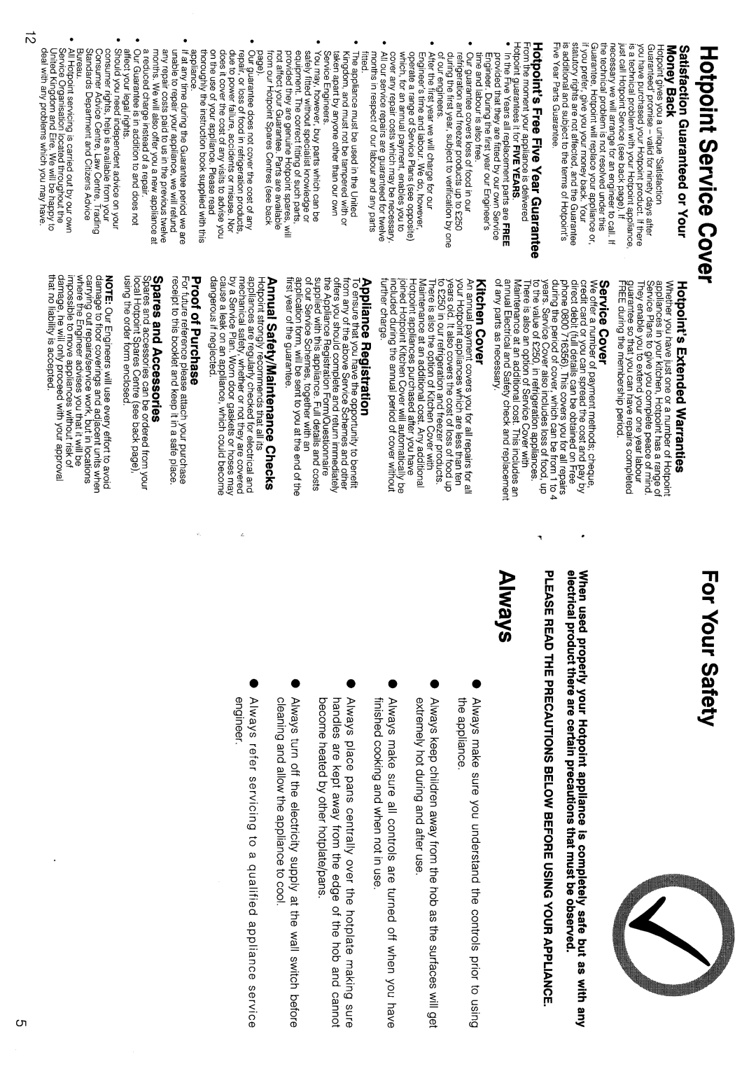 Hotpoint BE11 manual 