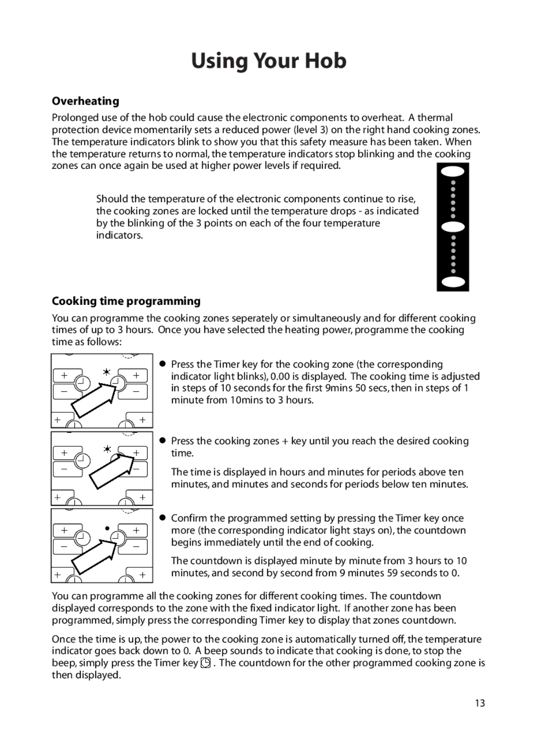 Hotpoint BE72 manual Overheating, Cooking time programming 