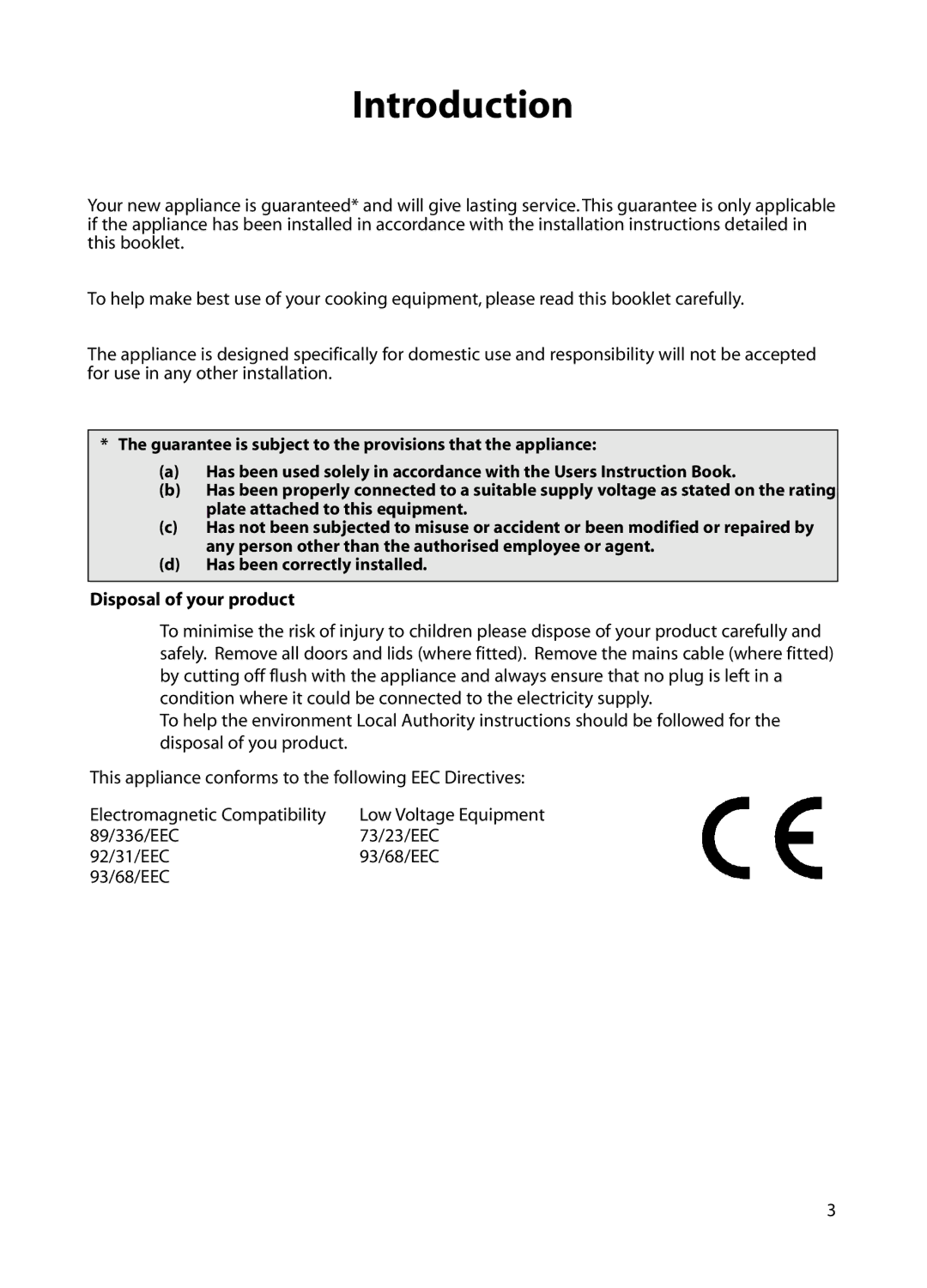 Hotpoint BE72 manual Introduction, Disposal of your product 