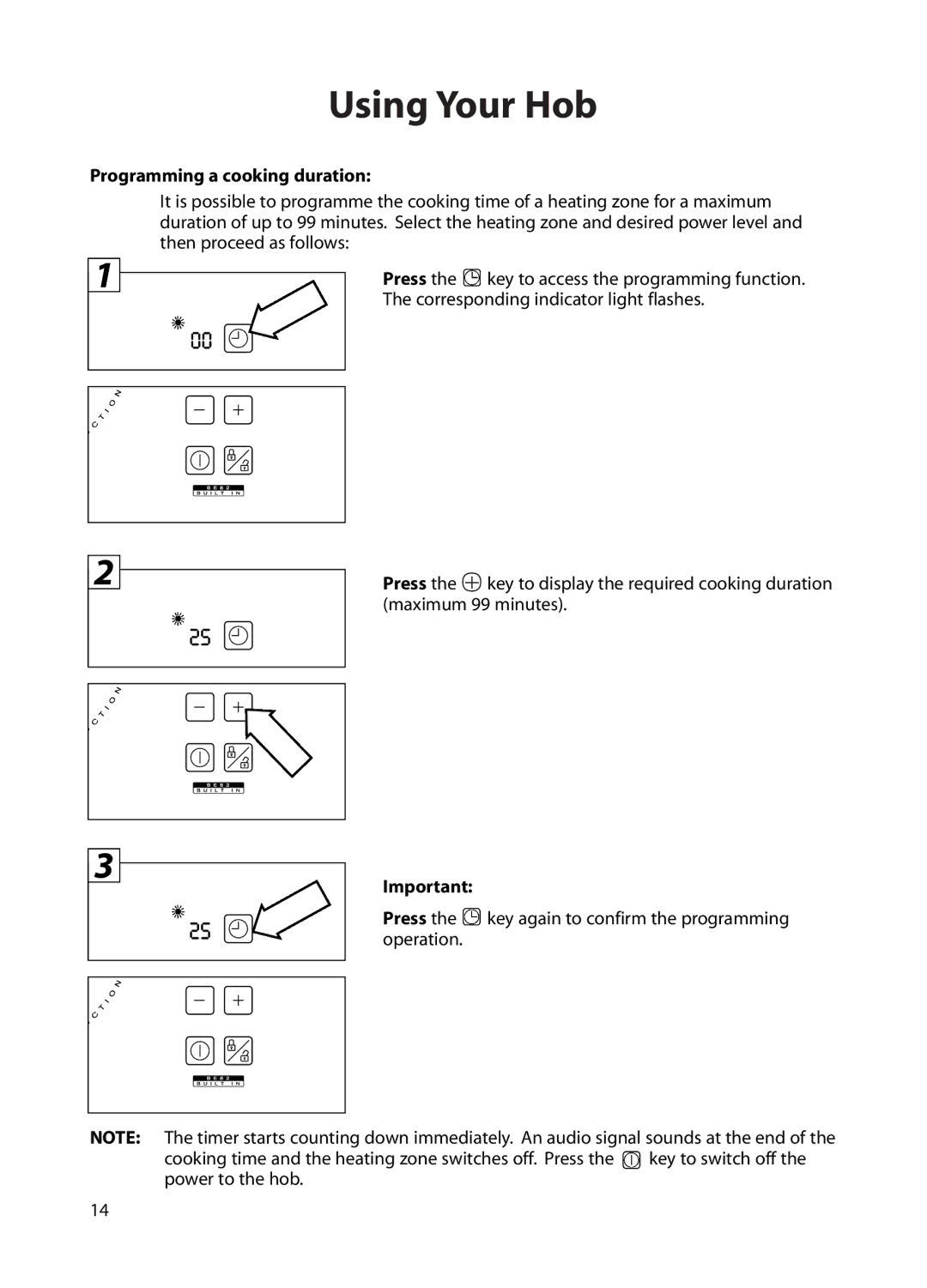 Hotpoint BE82 manual Programming a cooking duration 