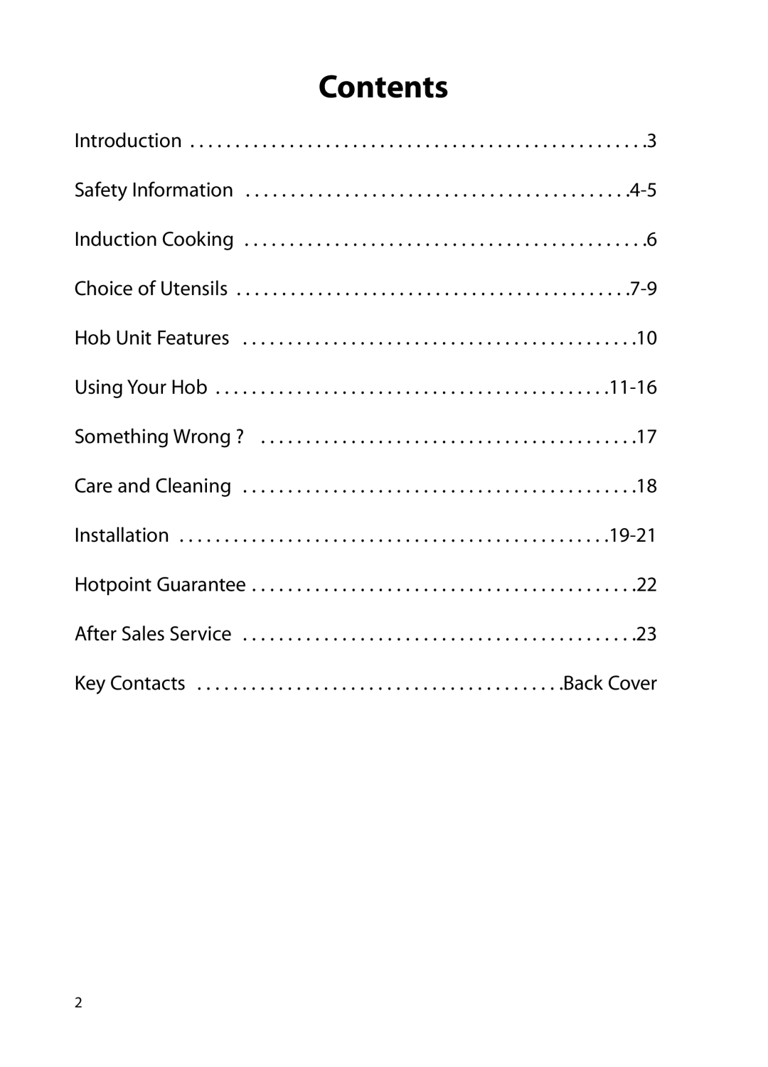 Hotpoint BE82 manual Contents 