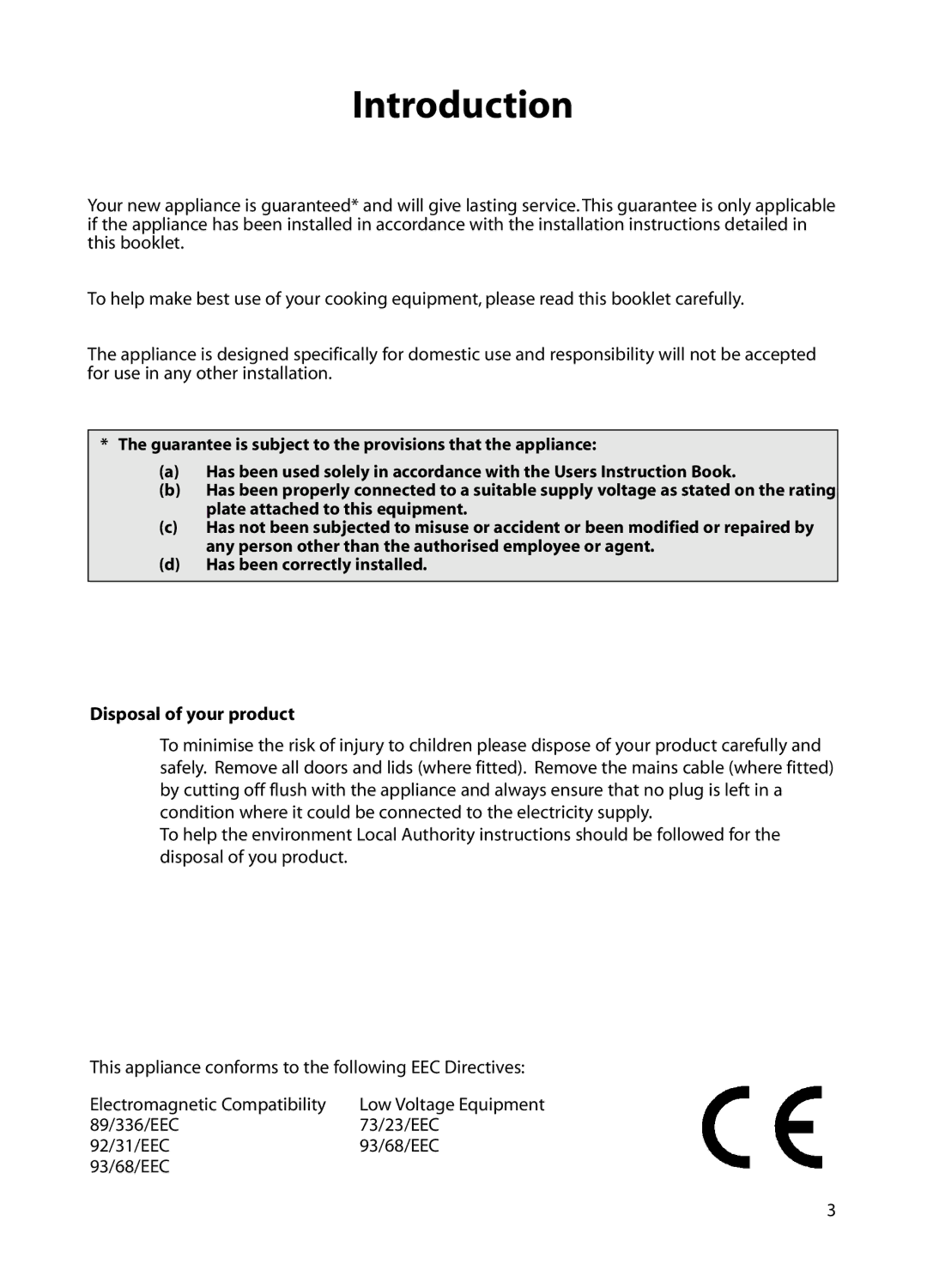 Hotpoint BE82 manual Introduction, Disposal of your product 