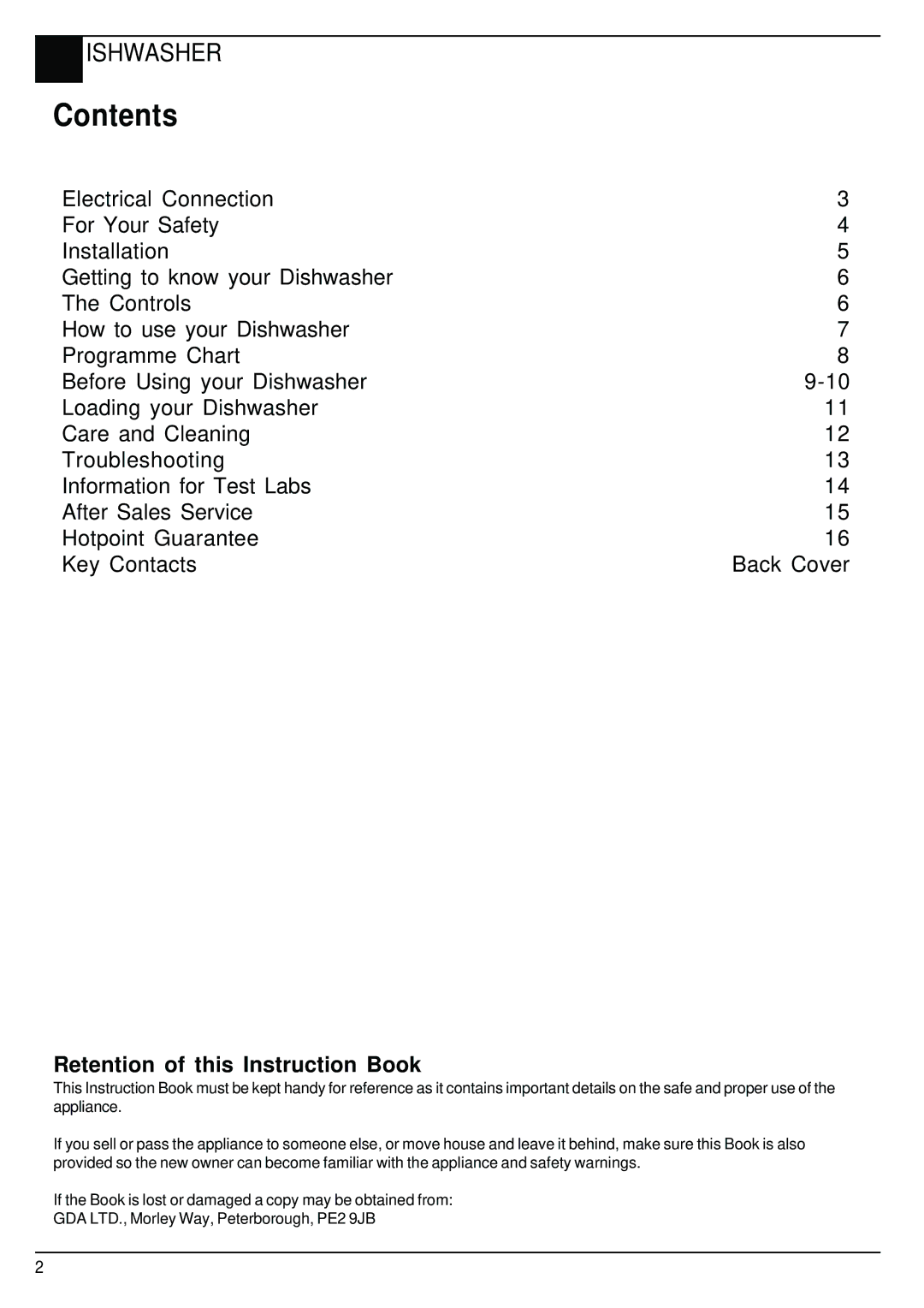 Hotpoint BFI62 manual Contents 