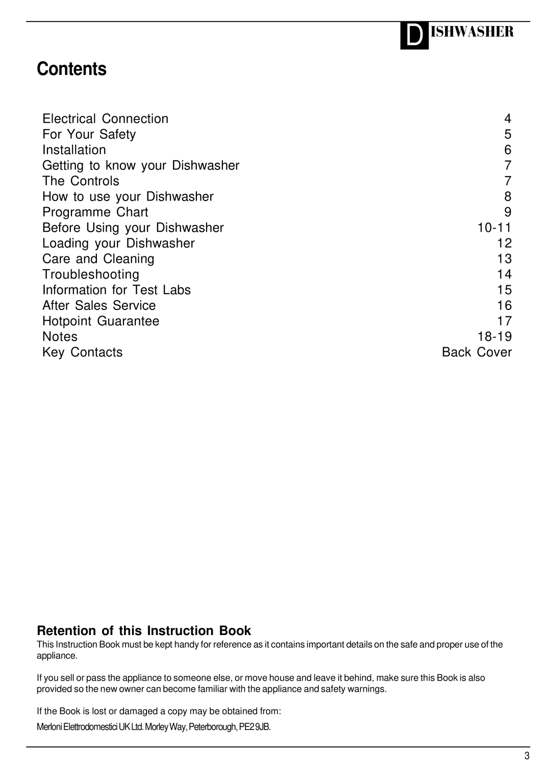 Hotpoint BFI620 manual Contents 