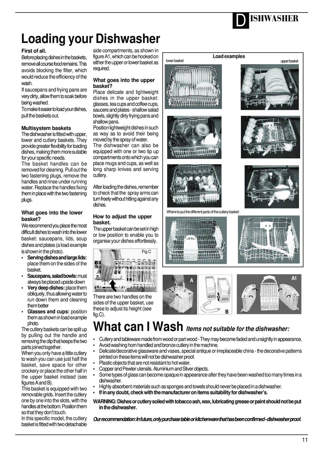 Hotpoint BFI68 manual Loading your Dishwasher 