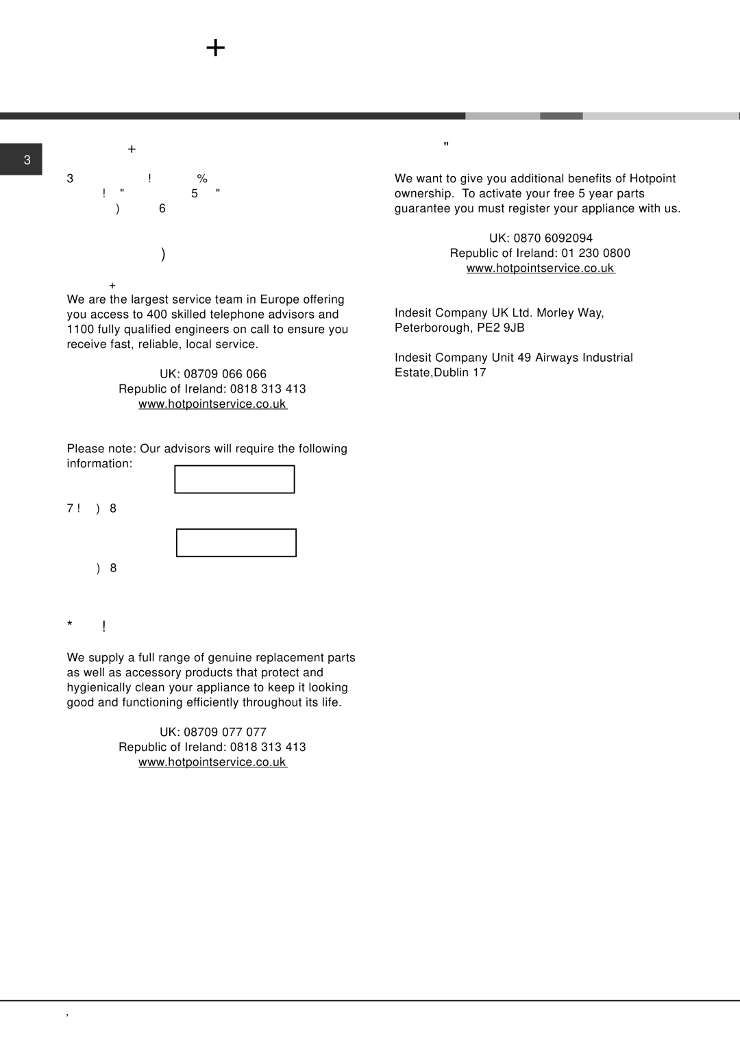 Hotpoint BFQ 700 manual After Sales Service, Essential Contact Information, Parts and Accessories, Appliance Registration 