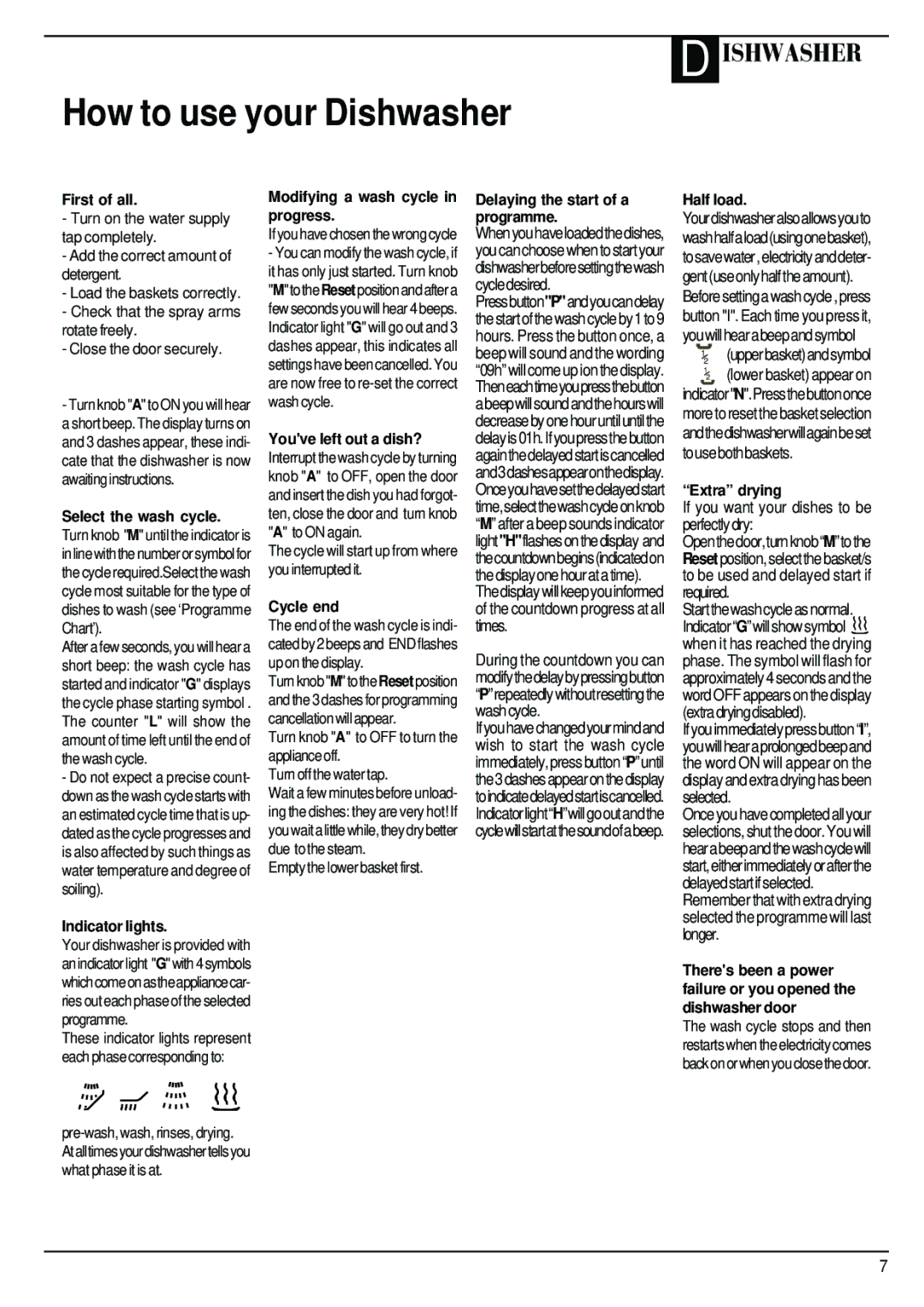 Hotpoint BFT68 manual How to use your Dishwasher, Upperbasketandsymbol, If you want your dishes to be perfectlydry 