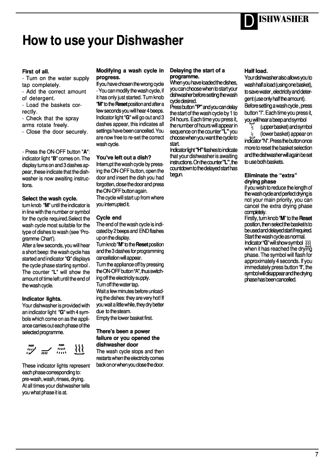 Hotpoint BFV68 manual How to use your Dishwasher, D Ishwasher, upperbasketandsymbol, First of all, Select the wash cycle 