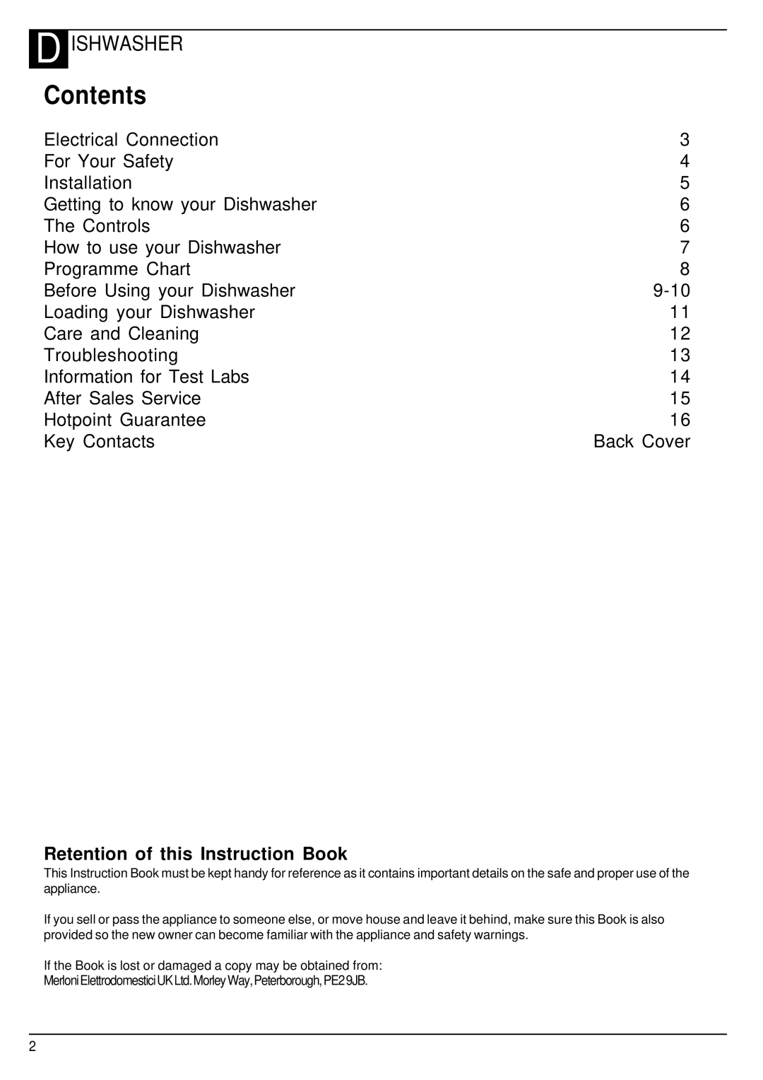 Hotpoint BFV680 manual Contents 